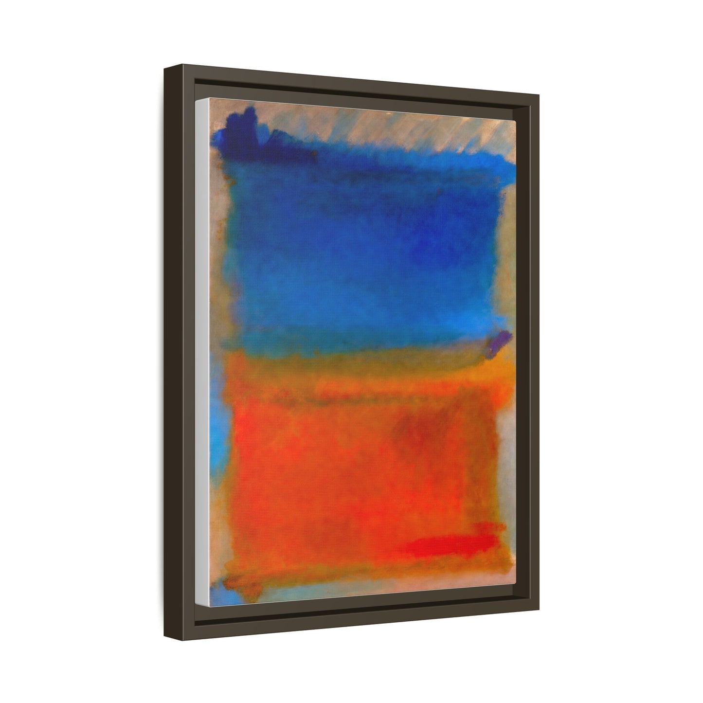 Abstract Color Block Matte Canvas Framed Wall Art — Blue & Orange Modern Painting