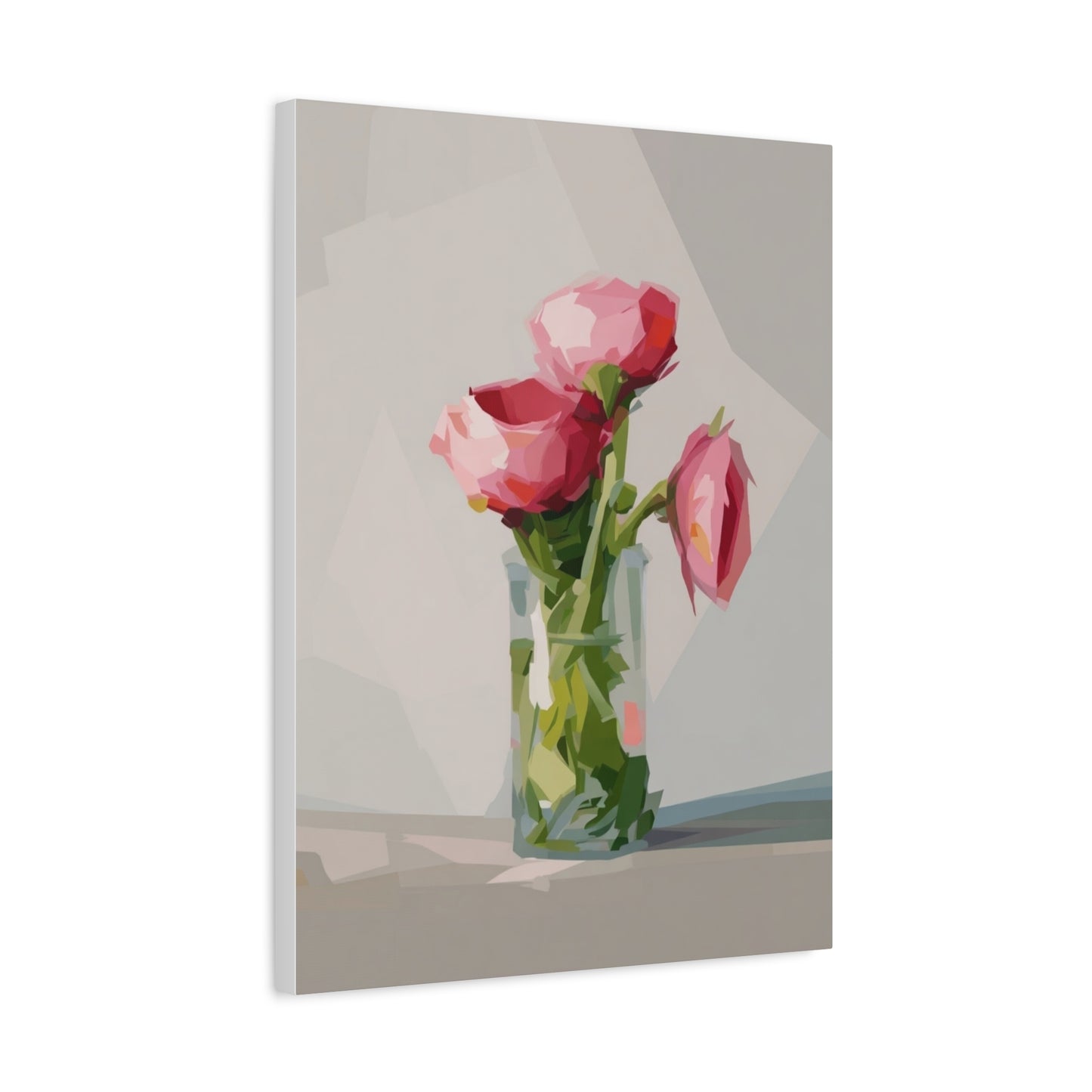 Pink Floral Vase Canvas Print — Stretched Matte Wall Art