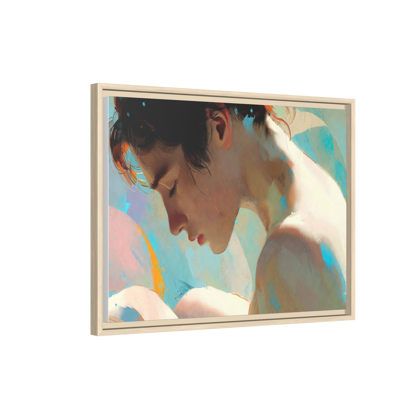 Framed Matte Canvas Print — Dreamy Portrait Art (Multi‑Color)