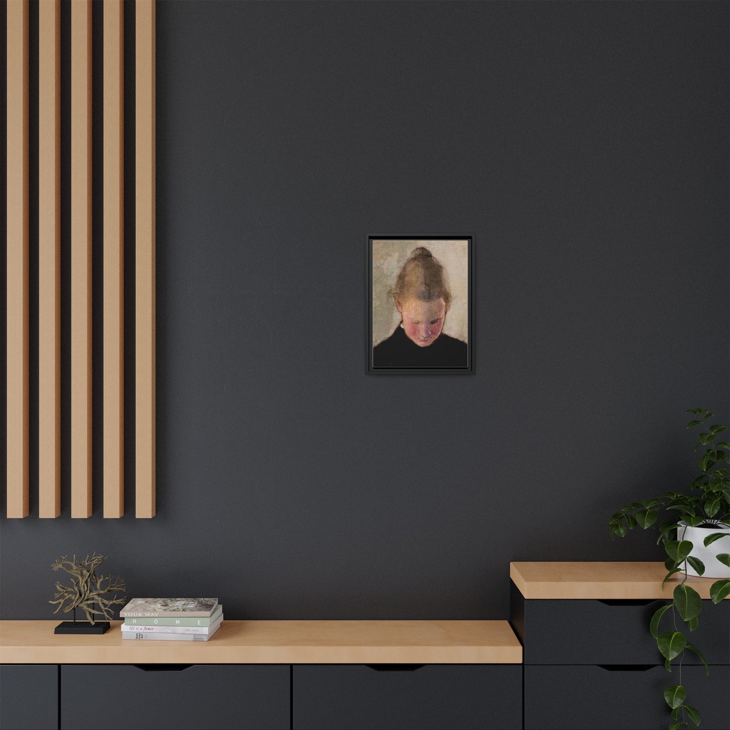 Lukeva tytto by Helena Schjerfbeck Framed Matte Canvas Art Print
