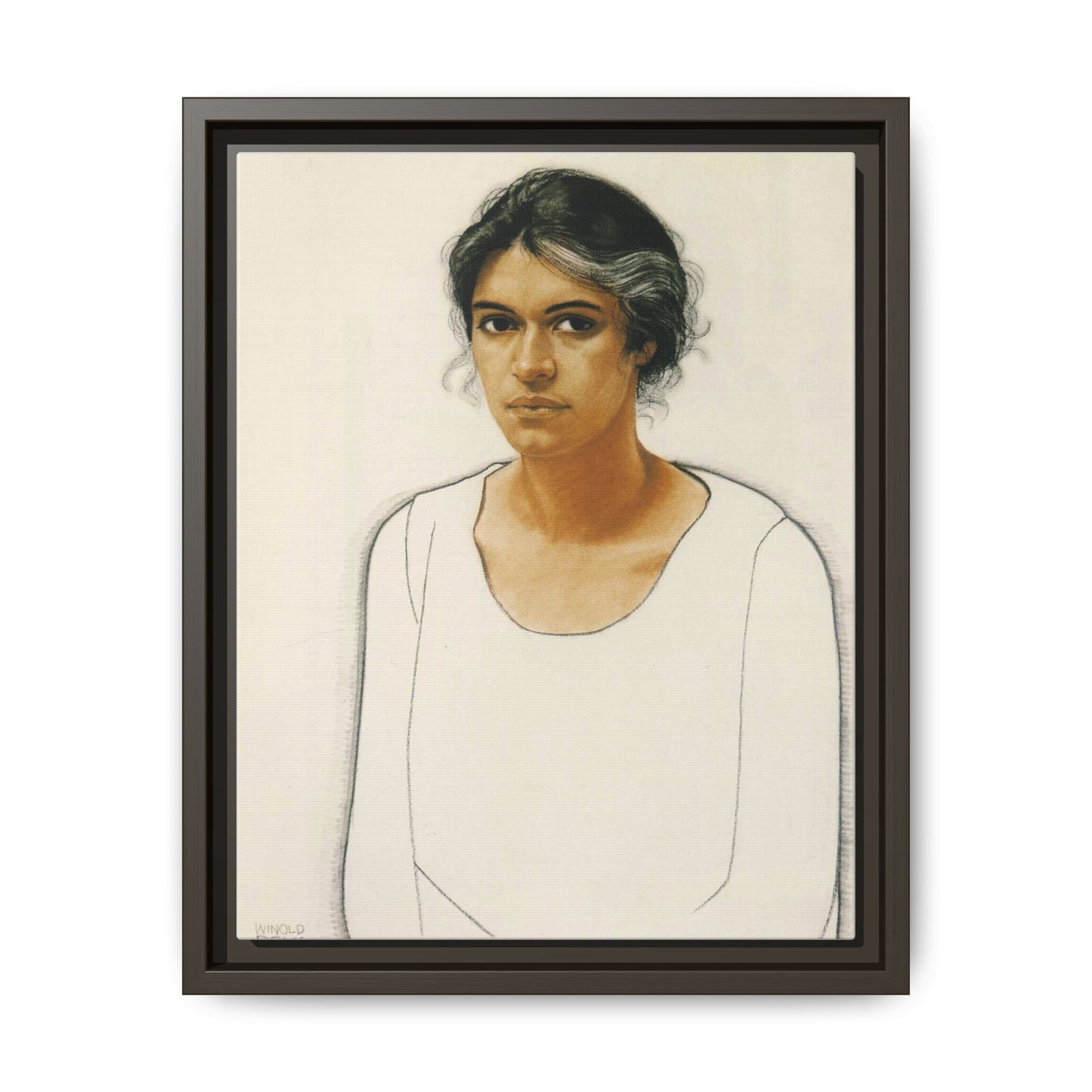 Portrait of a Woman by Winold Reiss Framed Matte Canvas Portrait Print
