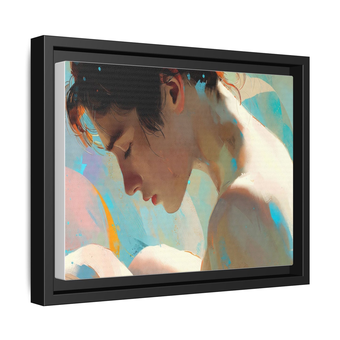 Framed Matte Canvas Print — Dreamy Portrait Art (Multi‑Color)