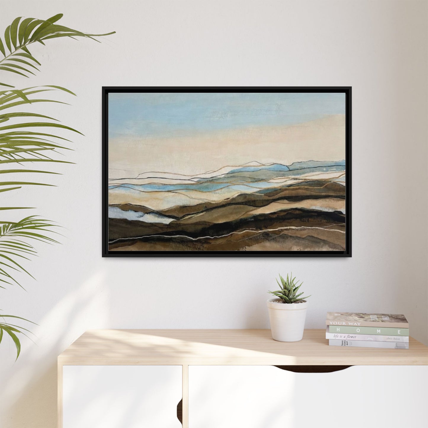 Framed Matte Canvas Print — Abstract Coastal Landscape Wall Art