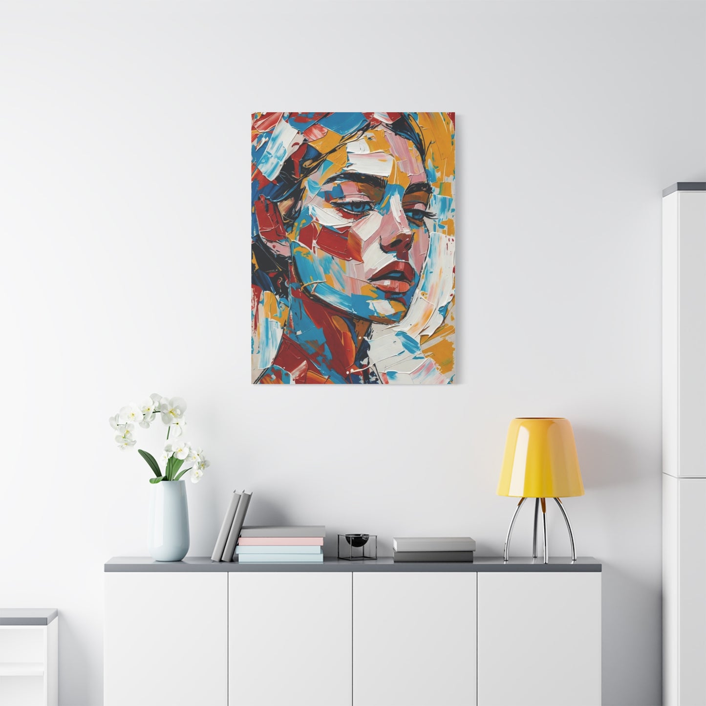 Abstract Colorful Portrait Matte Canvas Print — Modern Stretched Wall Art