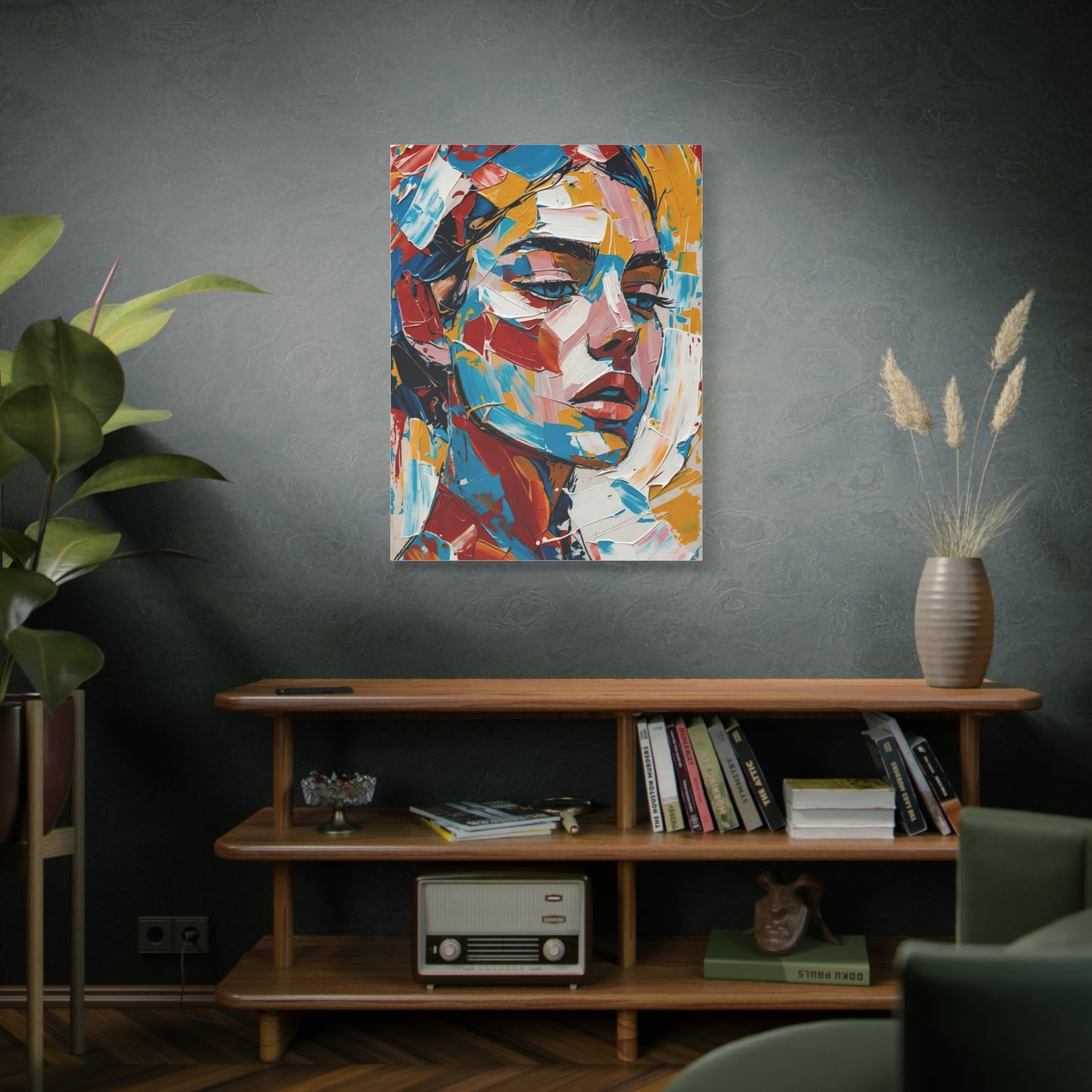 Abstract Colorful Portrait Matte Canvas Print — Modern Stretched Wall Art
