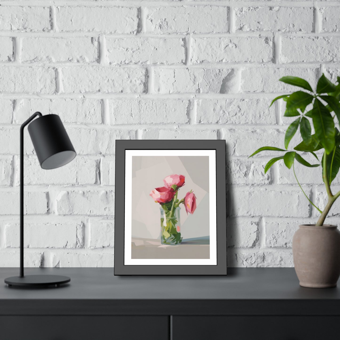 Framed Poster — Pink Peonies Vase Wall Art Print