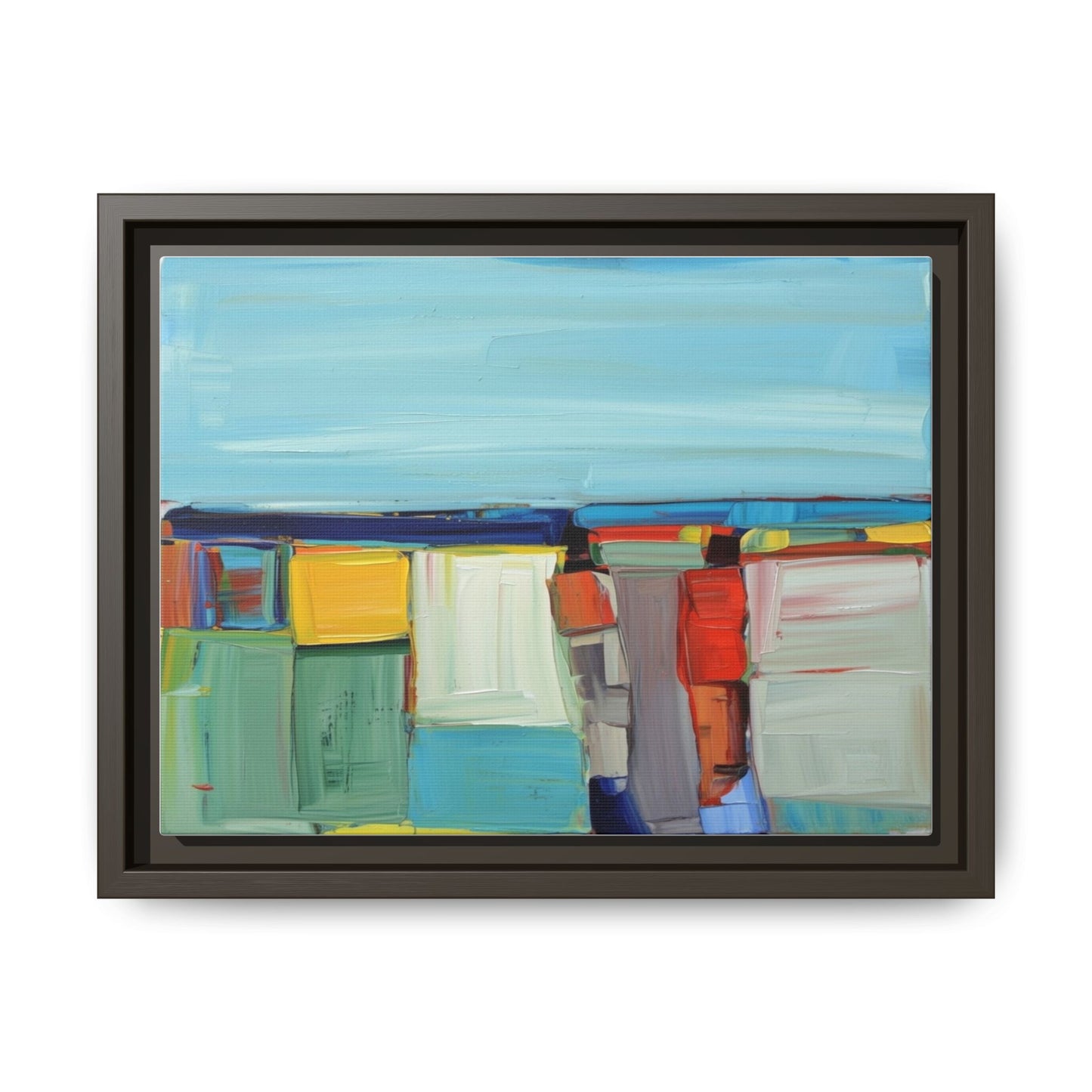 Abstract Coastal Blocks Matte Canvas Print (Framed)