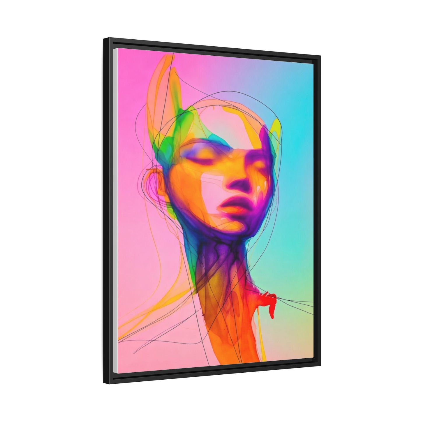 Framed Matte Canvas Art — Vibrant Abstract Portrait Wall Print
