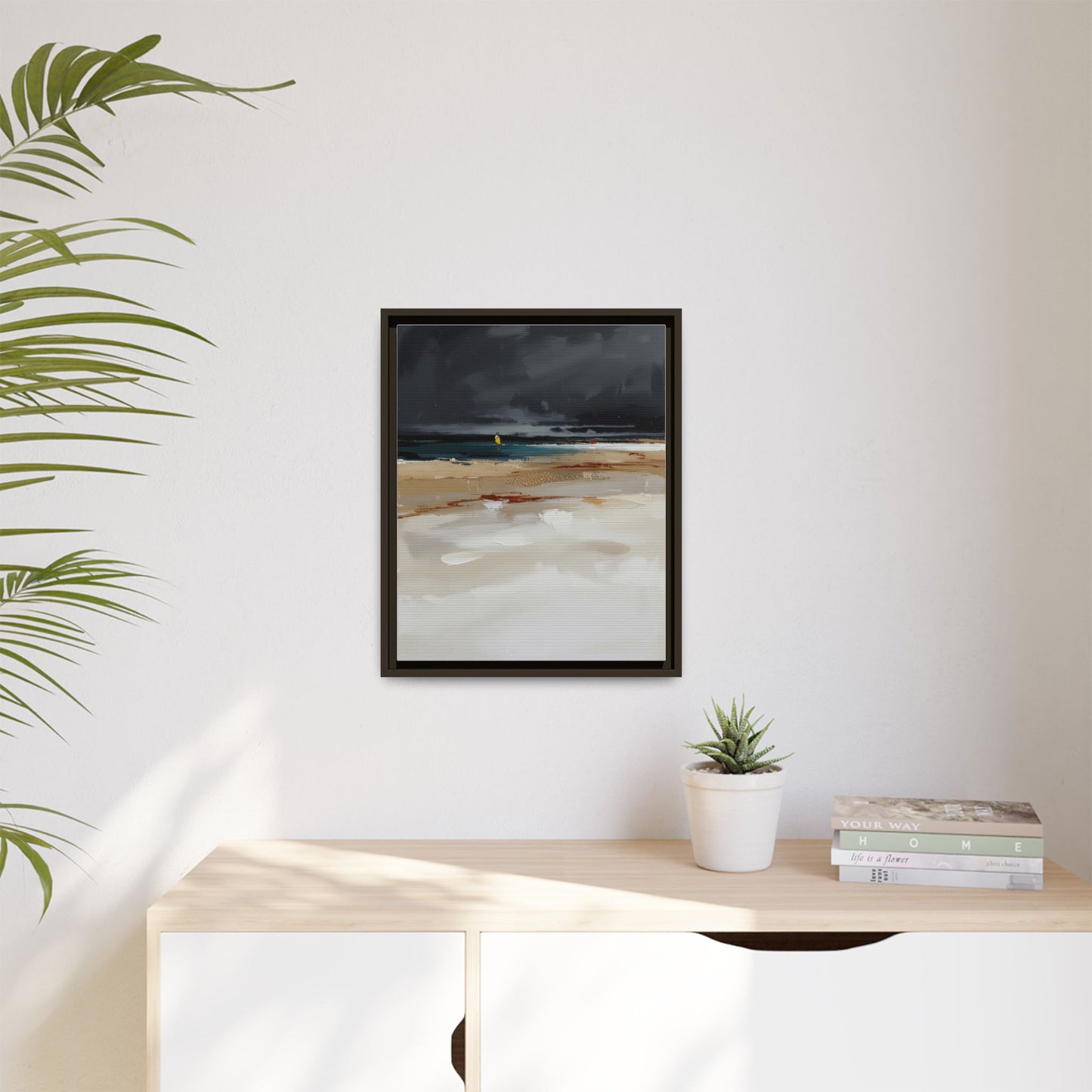 Framed Matte Canvas Beachscape Art Print — Coastal Abstract Wall Decor