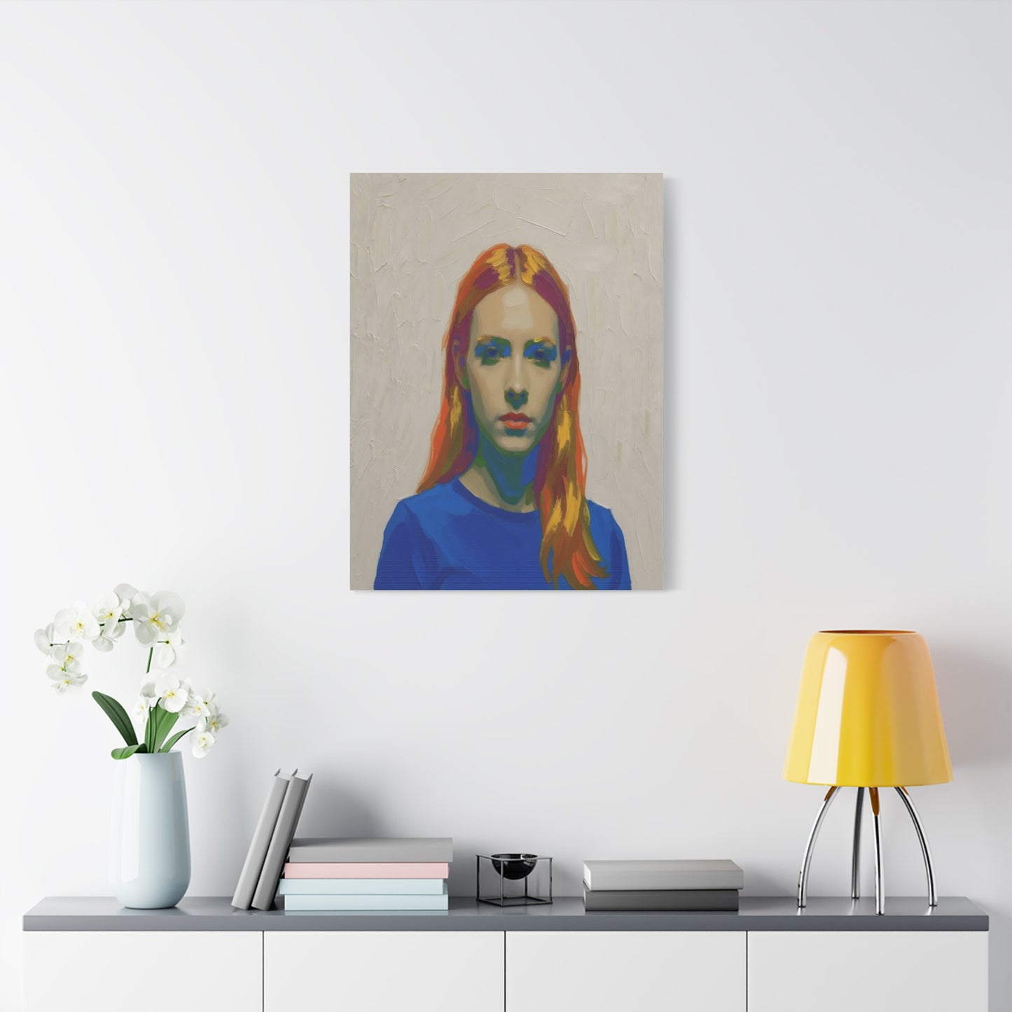 Modern Pop Portrait Canvas — Colorful Woman Matte Stretched Wall Art