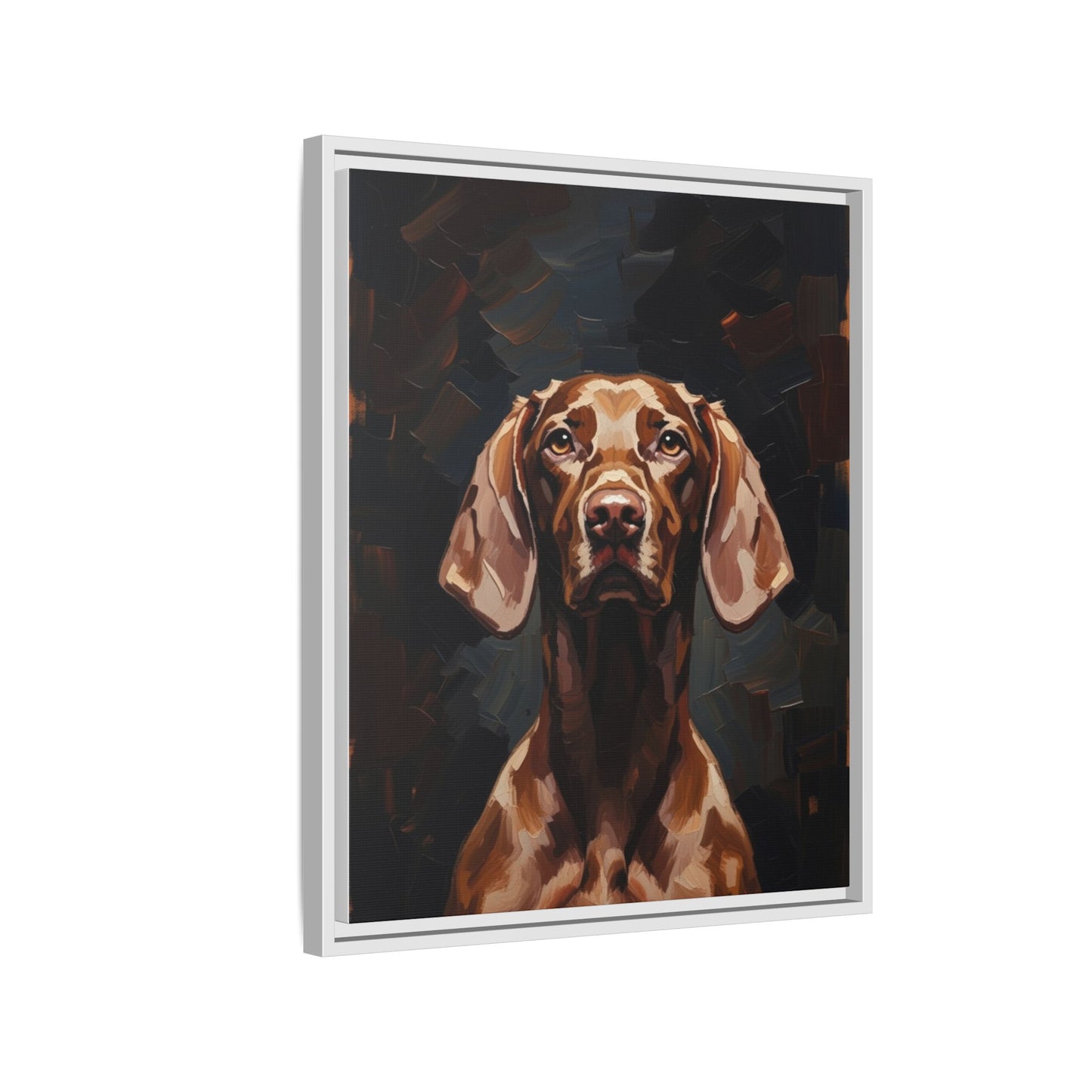 Framed Matte Canvas Dog Portrait – Brown Vizsla Wall Art