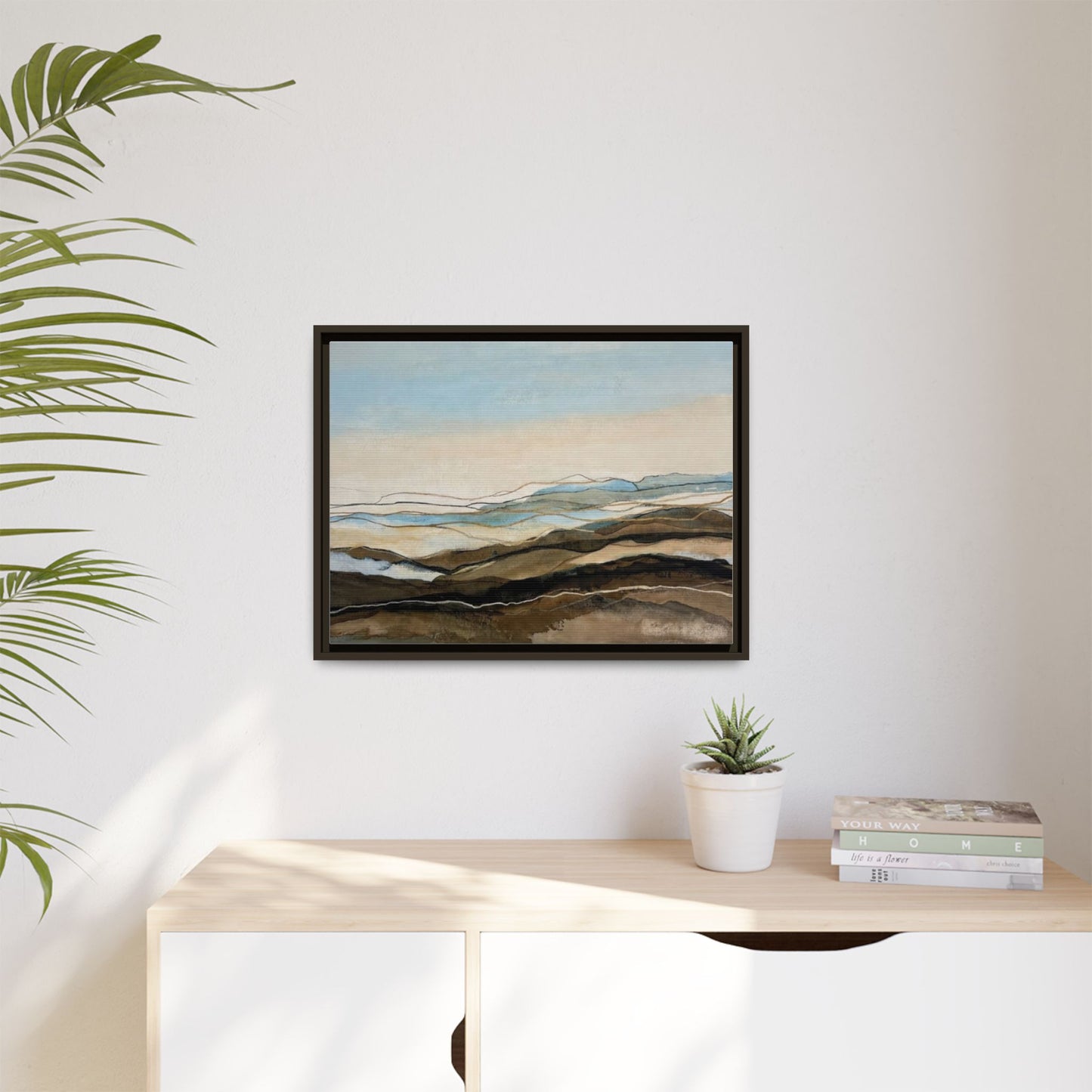 Framed Matte Canvas Print — Abstract Coastal Landscape Wall Art