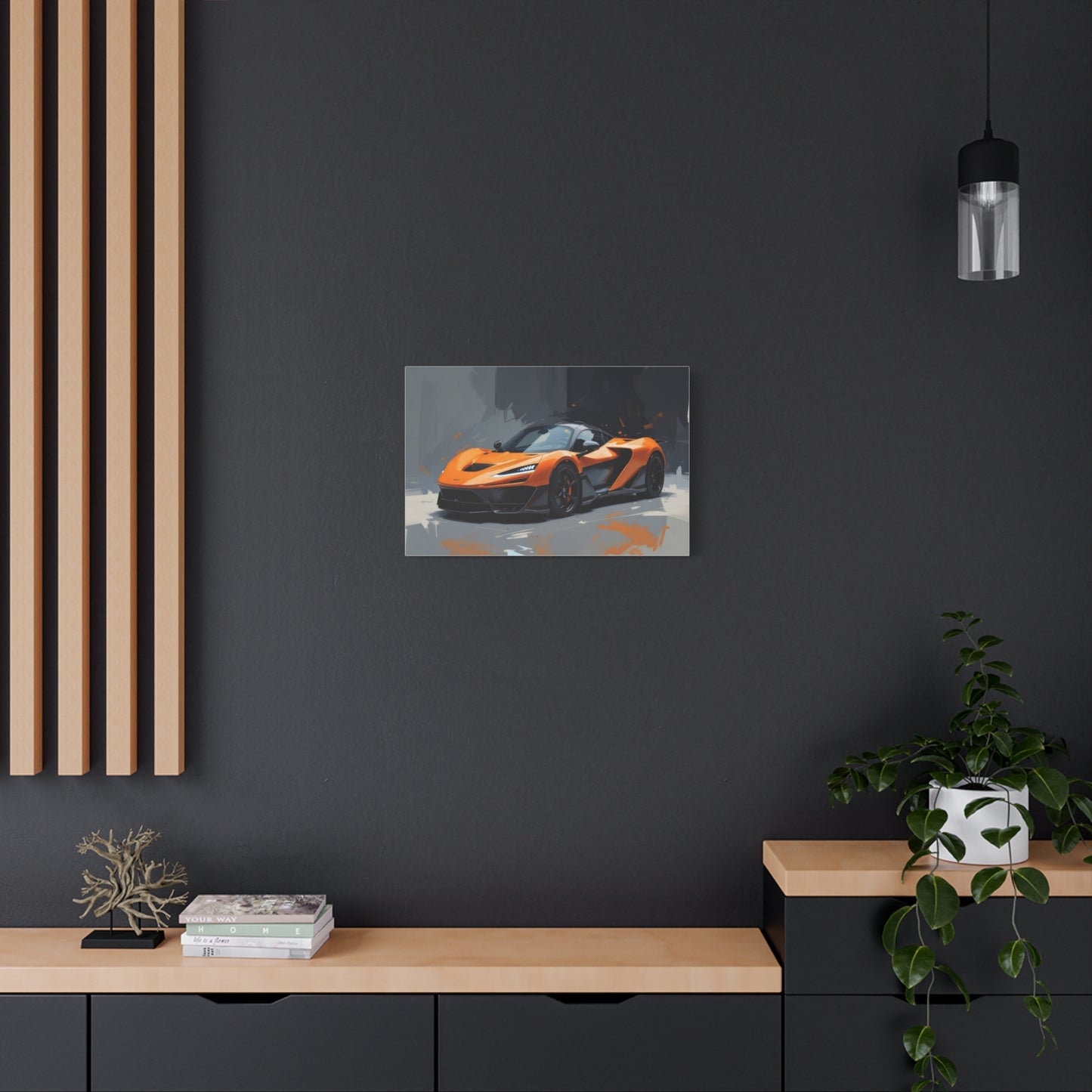 Orange Supercar Matte Canvas Wall Art – Stretched 1.25" Sports Car Print