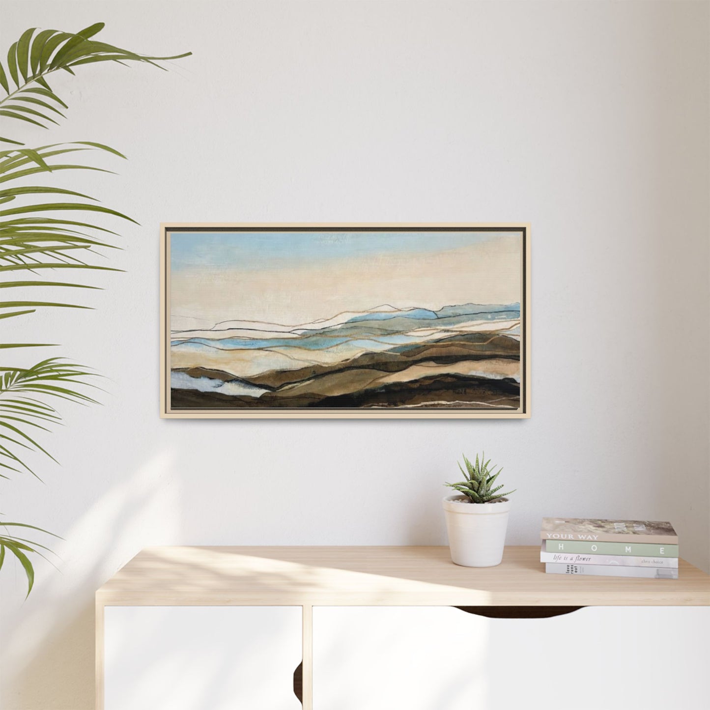 Framed Matte Canvas Print — Abstract Coastal Landscape Wall Art