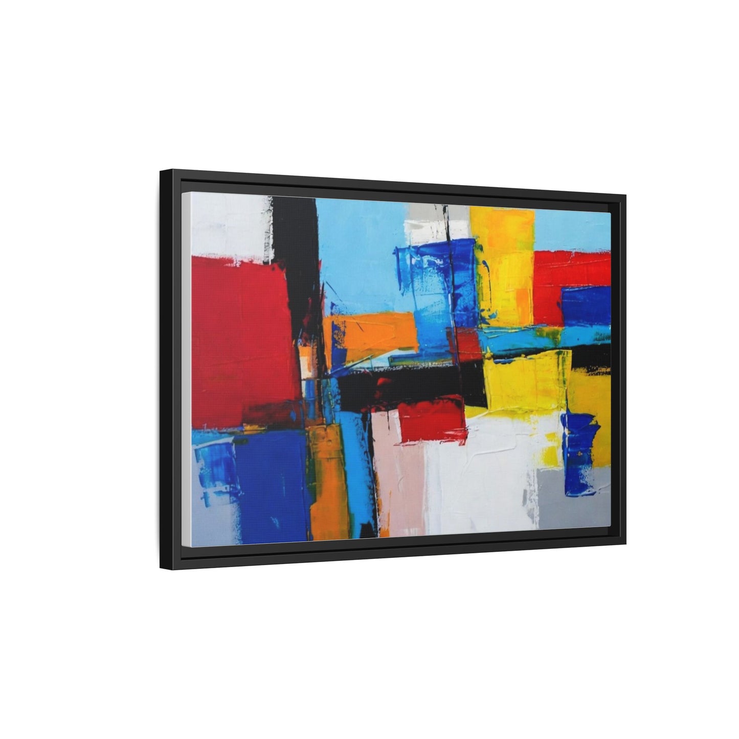 Abstract Color Block Matte Canvas Framed Wall Art