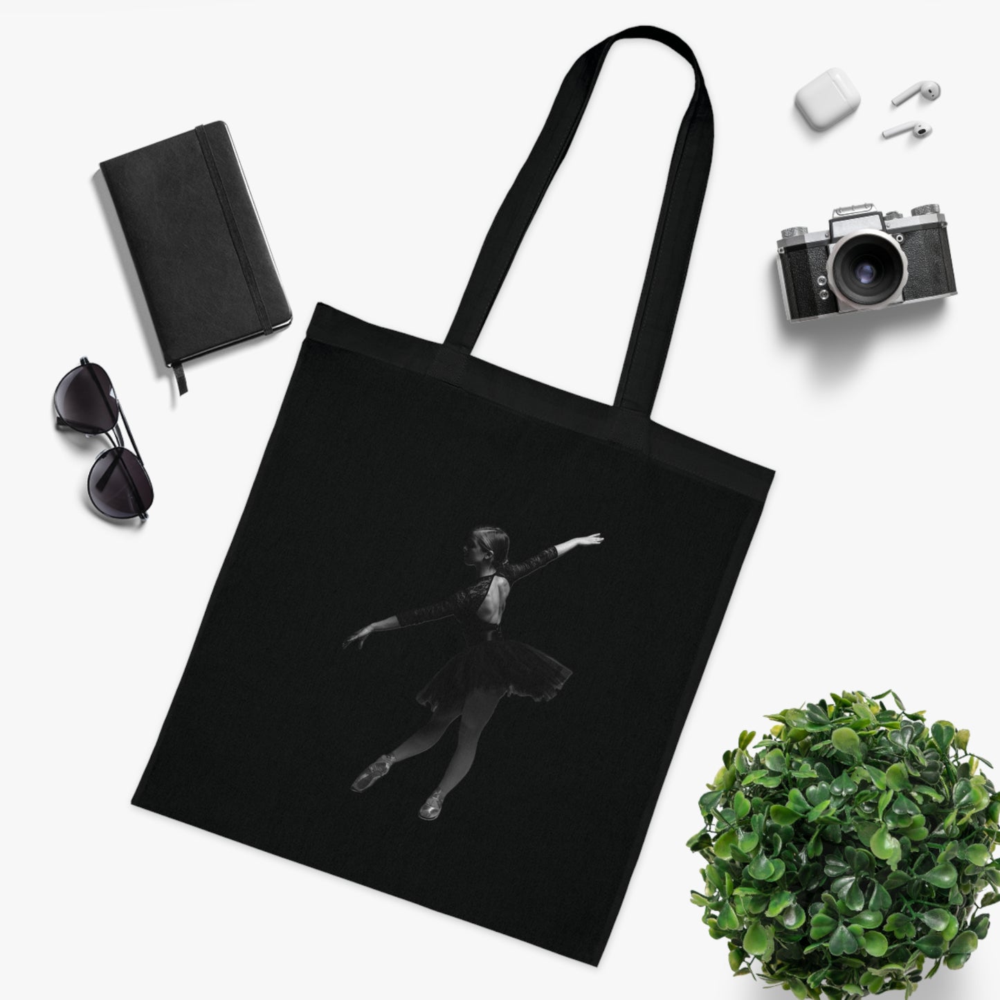 Ballet Silhouette Cotton Tote — Dancer Tote Bag for Ballet Lovers