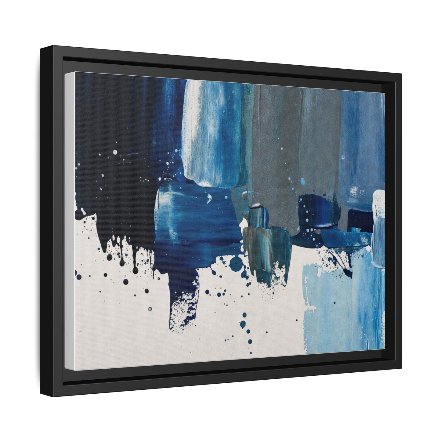 Abstract Blue Ocean Matte Canvas Framed Wall Art