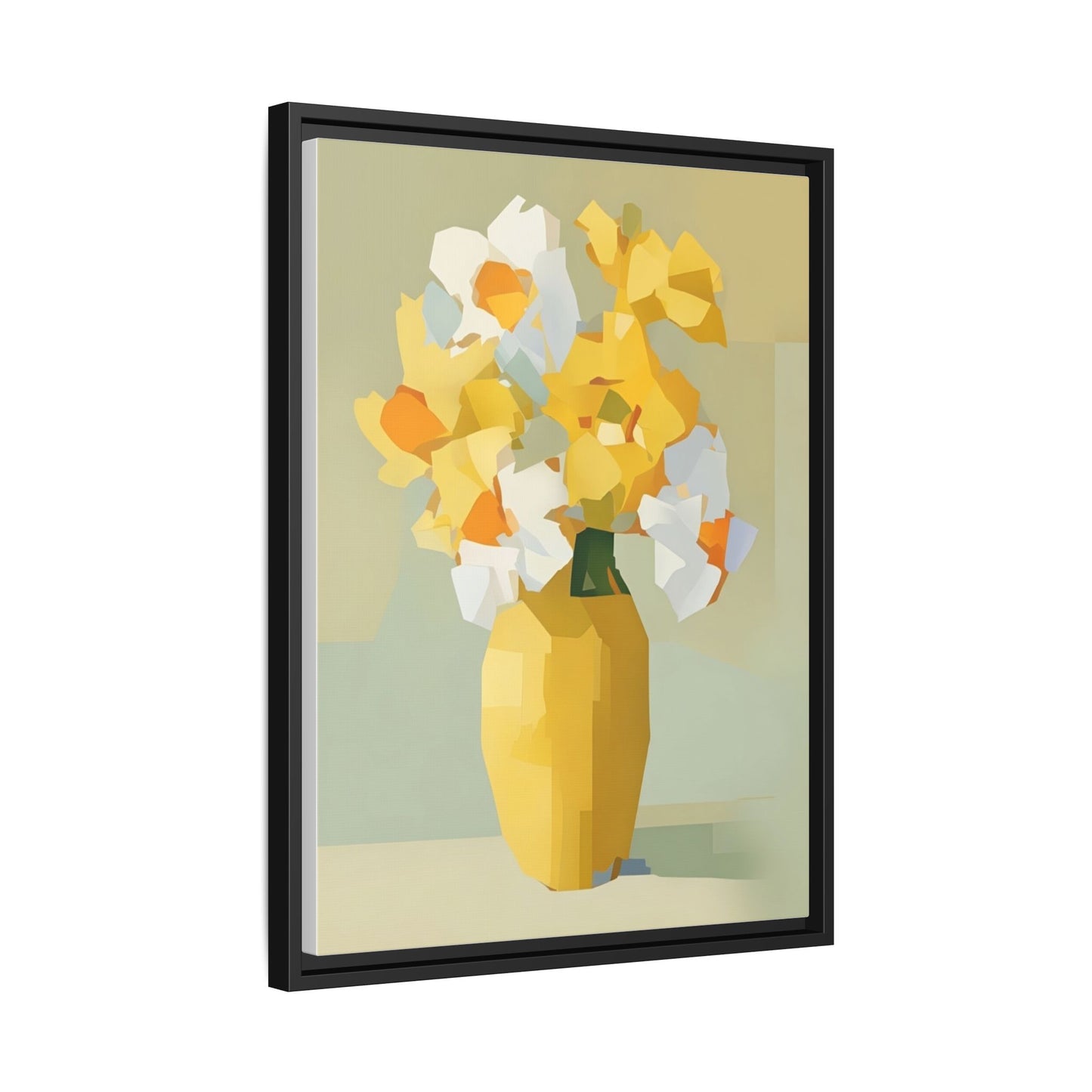 Framed Floral Canvas Print — Yellow Vase Bouquet Wall Art