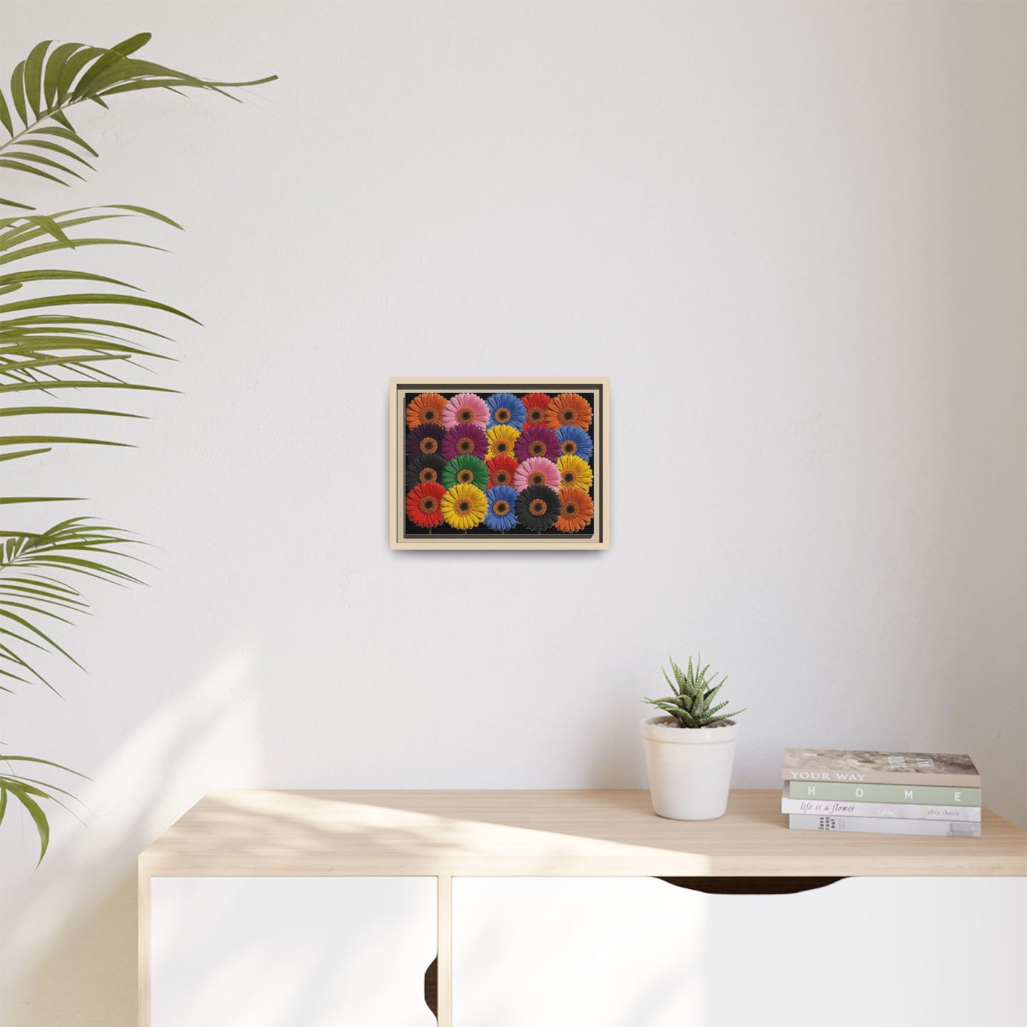 Framed Matte Canvas - Rainbow Gerbera Daisy Wall Art