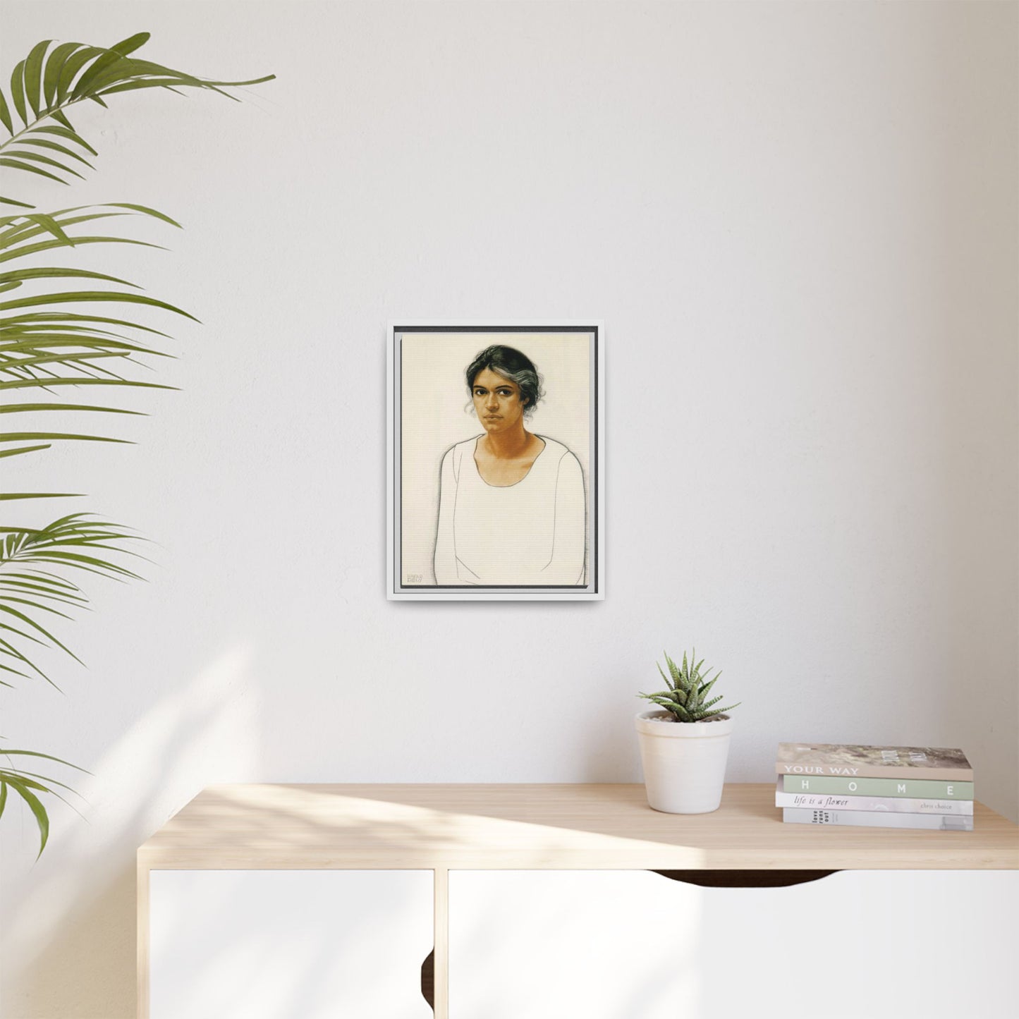 Portrait of a Woman by Winold Reiss Framed Matte Canvas Portrait Print