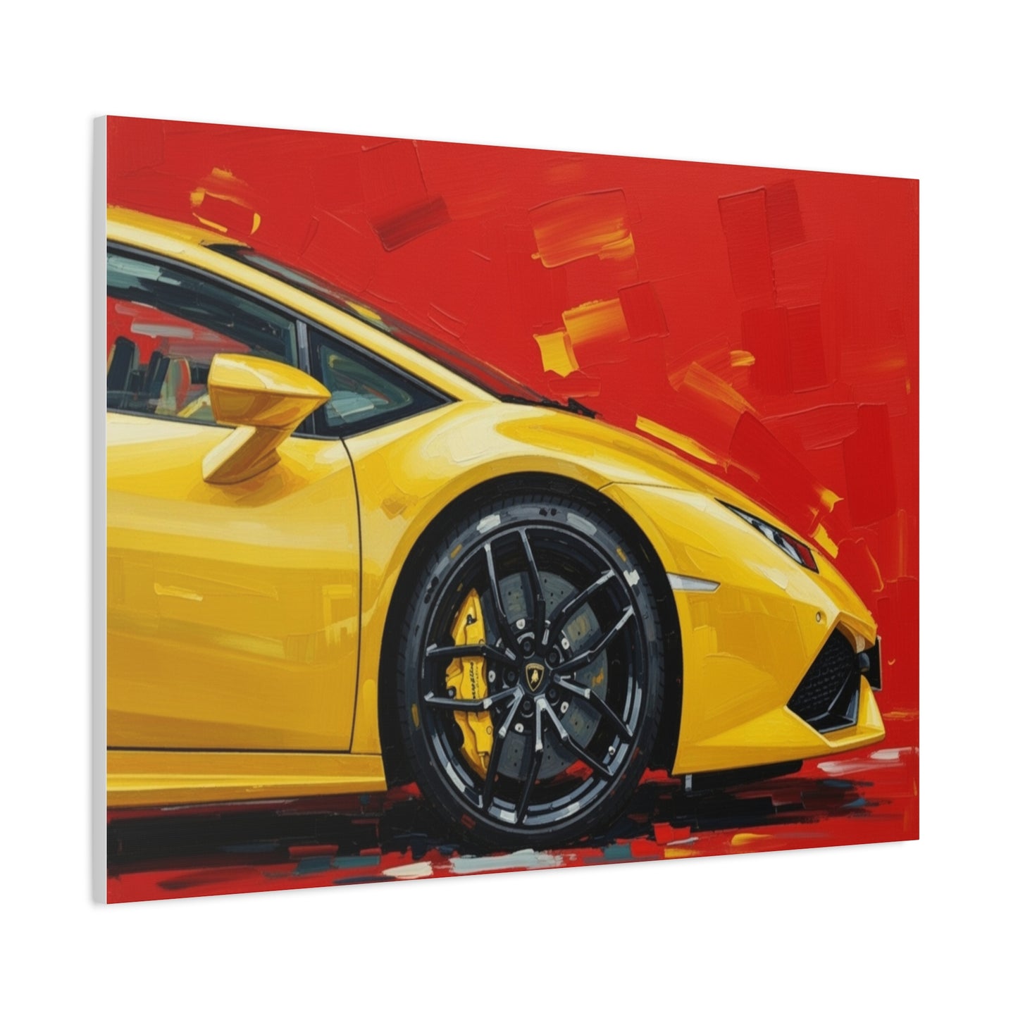 Yellow Sports Car Canvas Print - Modern Automotive Wall Art (Matte Stretched)
