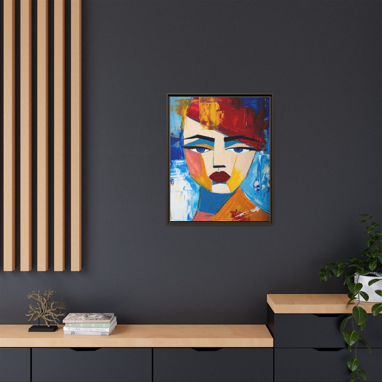Abstract Colorful Portrait Framed Canvas Art
