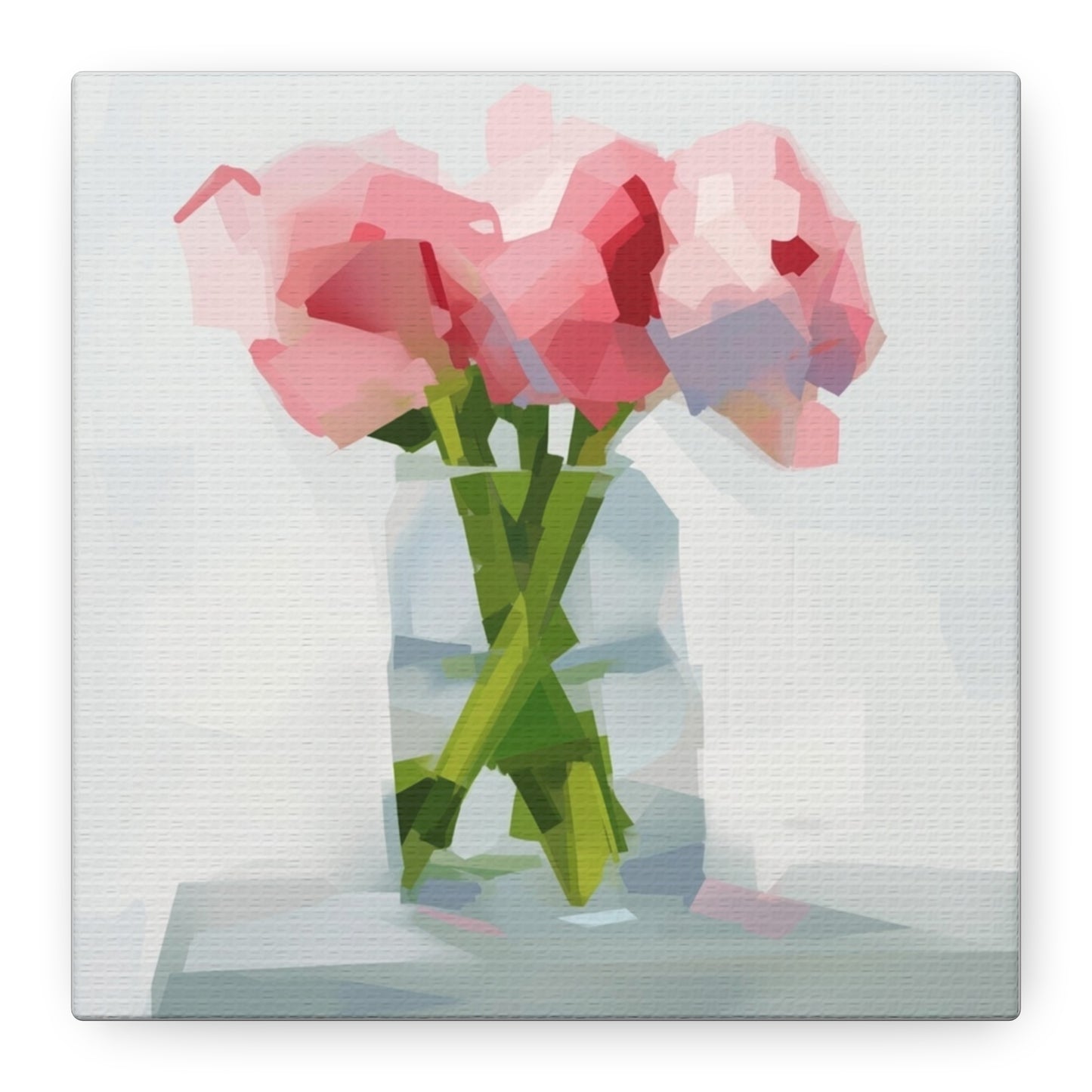 Pink Peonies Vase Canvas Art — Stretched Matte Wall Decor