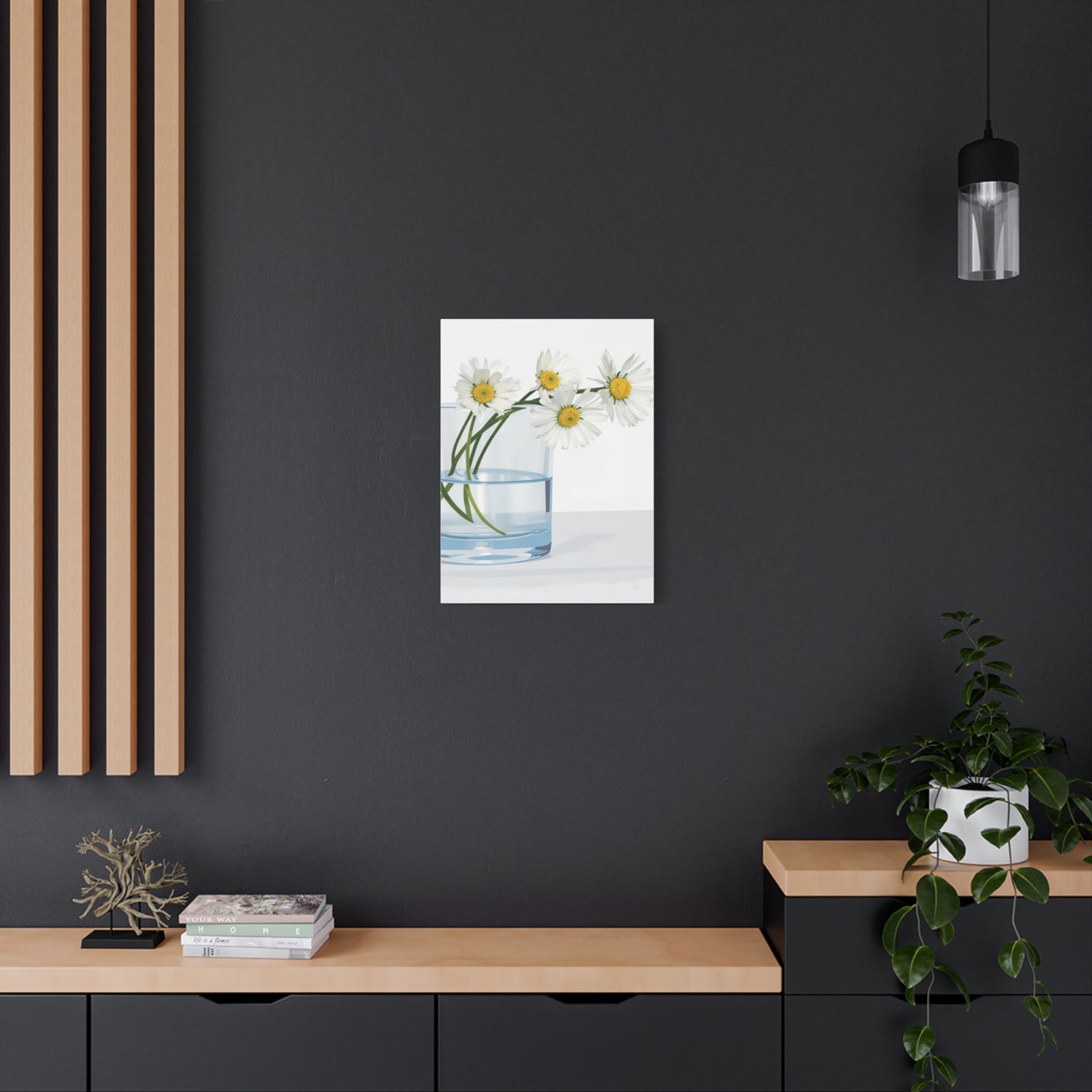 Daisy Glass Vase Canvas Print — Matte Stretched Wall Art