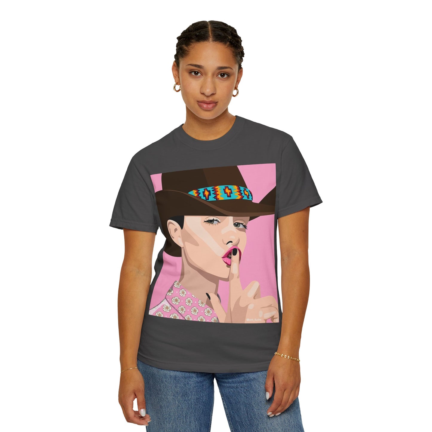 Cowgirl Pop Art T-Shirt — Pink 'Shh' Graphic Tee