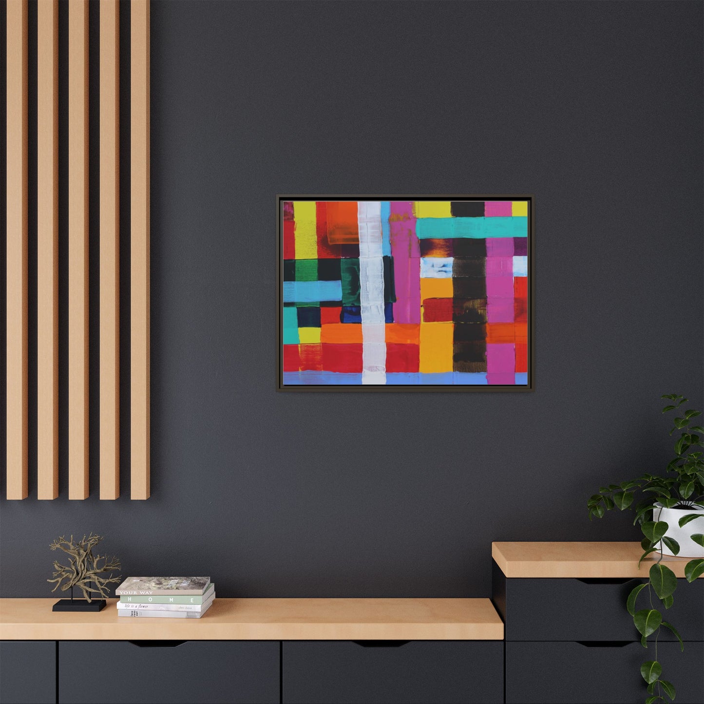 Farbfeld Malerei (Acryl) by Unknown Artist Matte Framed Canvas Wall Art Print