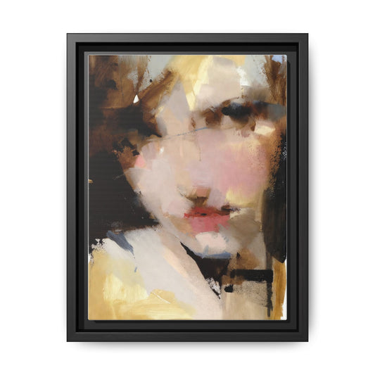 Abstract Portrait Matte Canvas Framed Print — Modern Feminine Wall Art