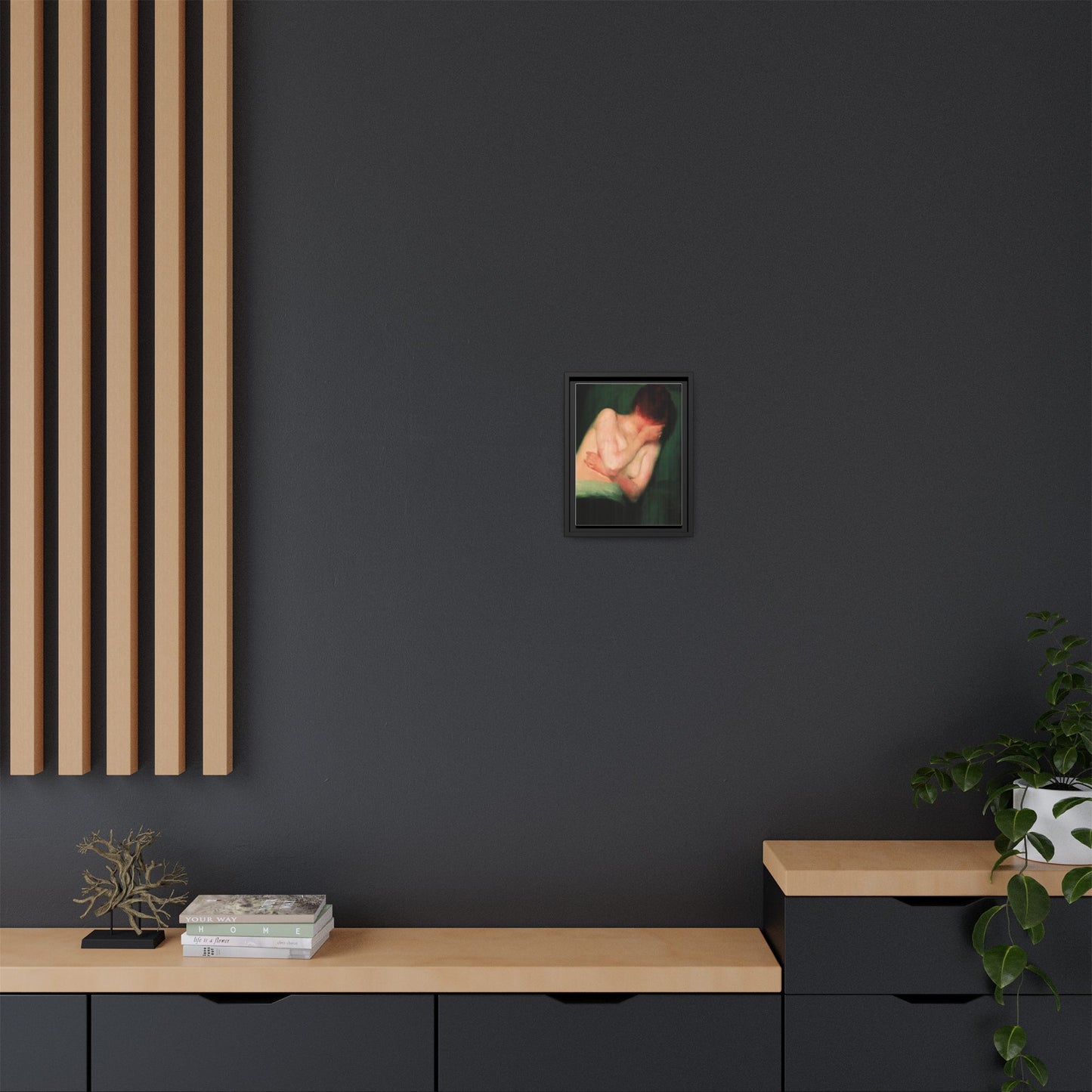 Female Nude by János Vaszary Framed Matte Canvas Wall Art Print