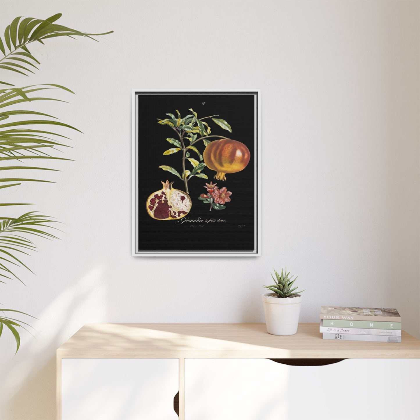 Pomegranate Botanical Framed Canvas Print — Vintage Fruit Wall Art