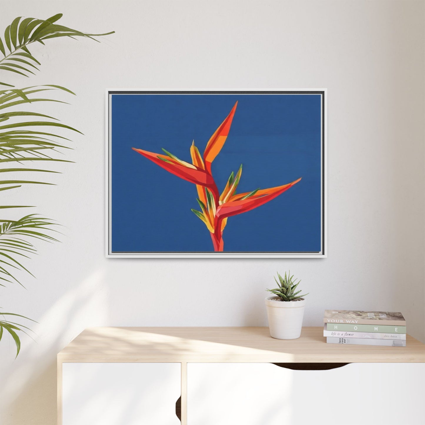 Framed Matte Canvas – Tropical Bird of Paradise Floral Wall Art