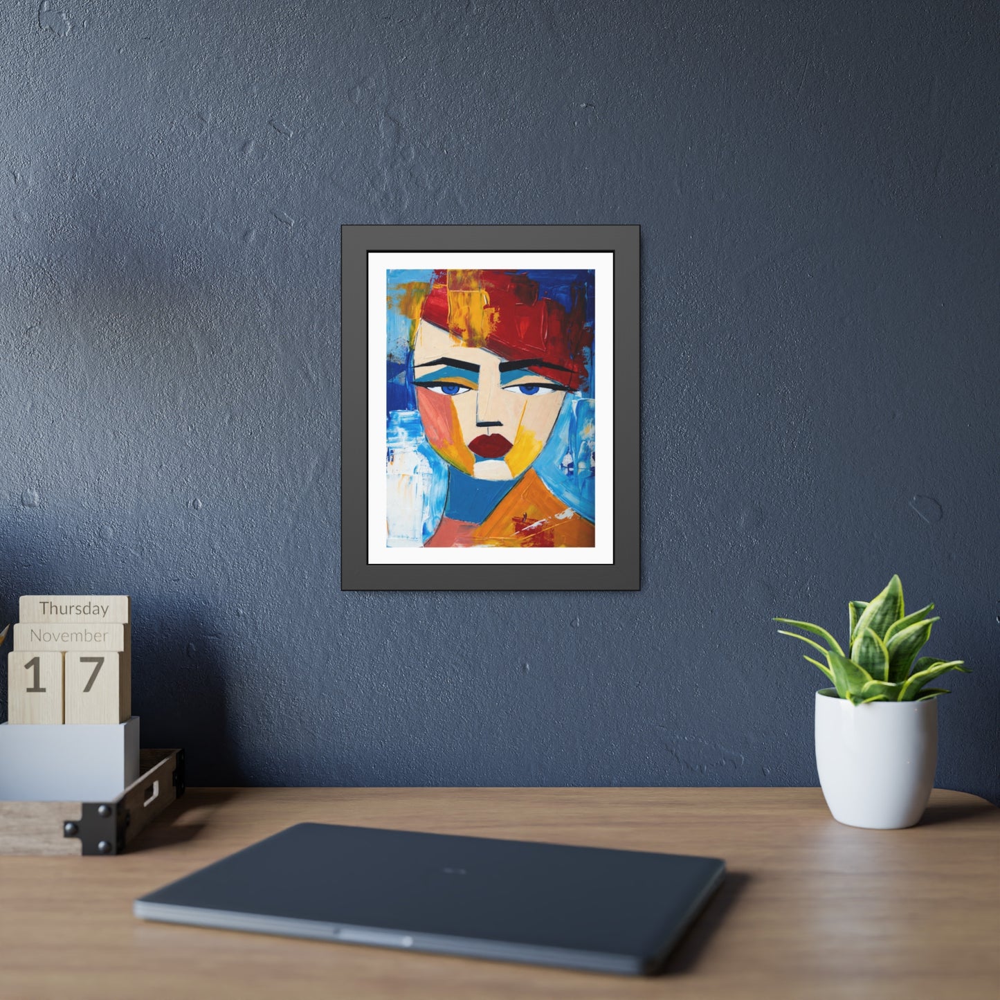 Abstract Colorful Face Framed Poster — Modern Pop Art Wall Print