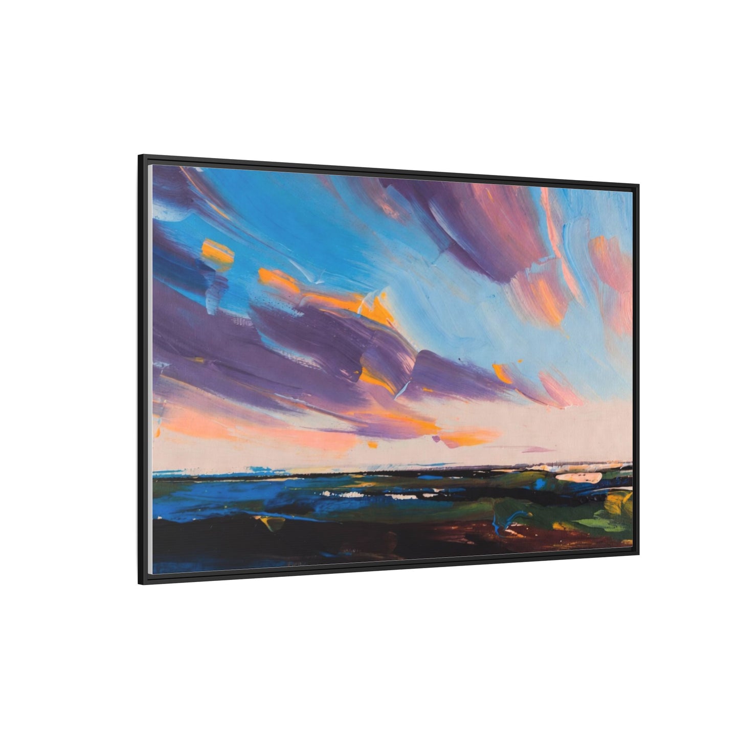 Framed Matte Canvas Abstract Seascape Sunset Art Print