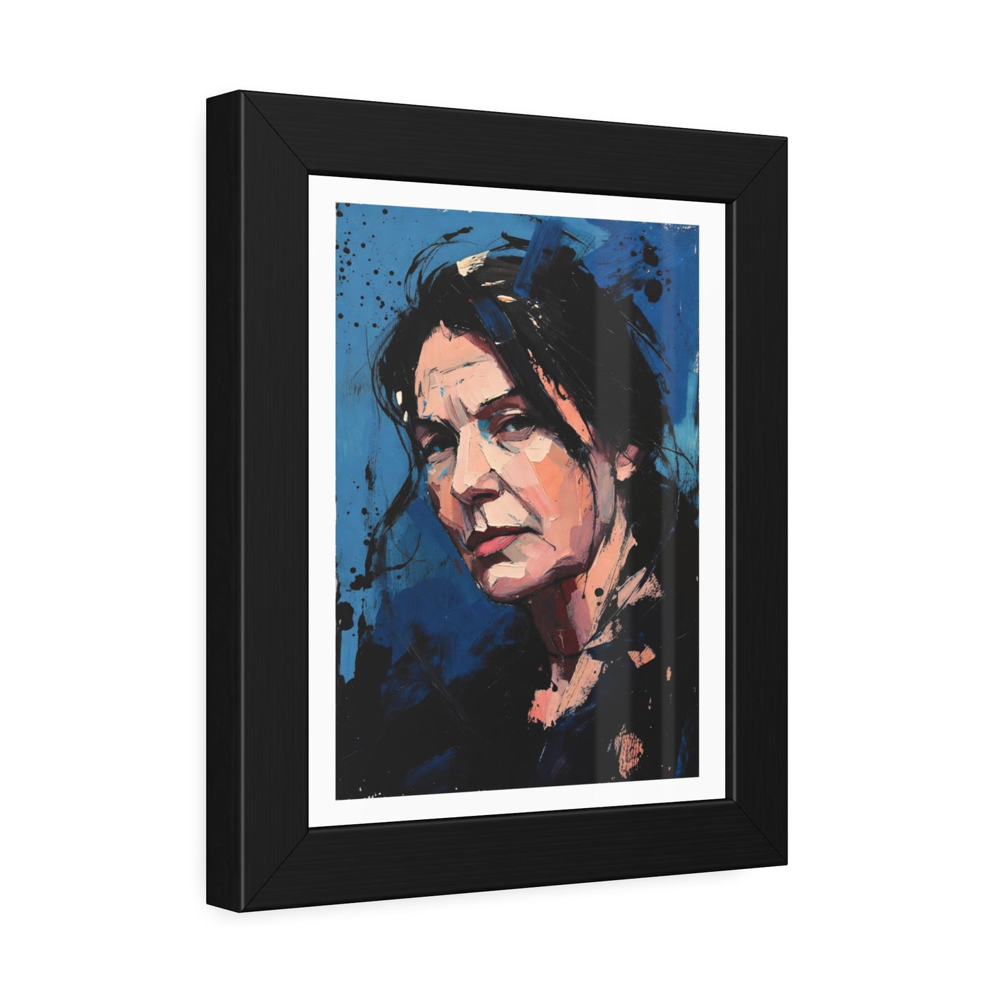 Framed Women in Blue Paper Posters