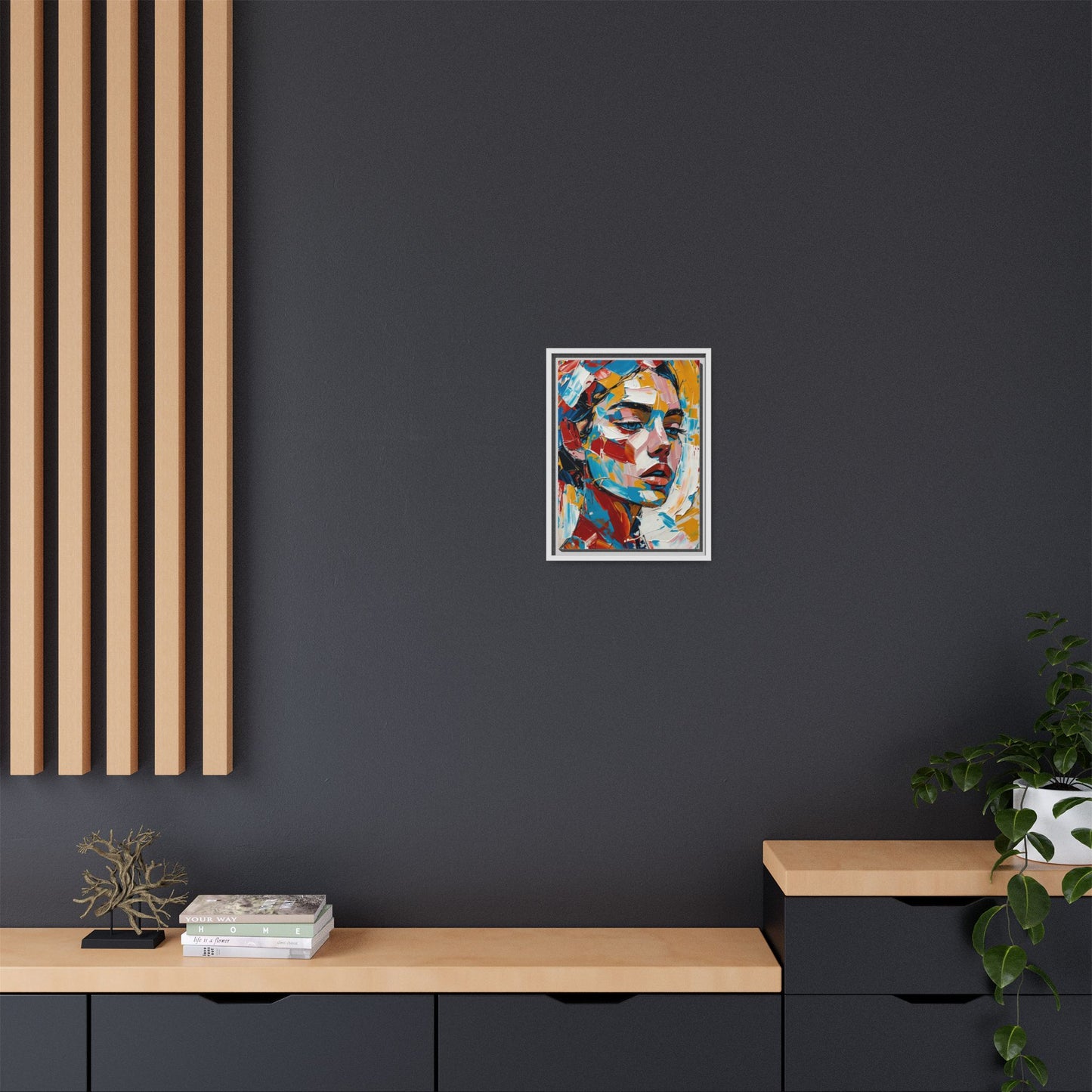 Colorful Abstract Portrait Framed Canvas Print