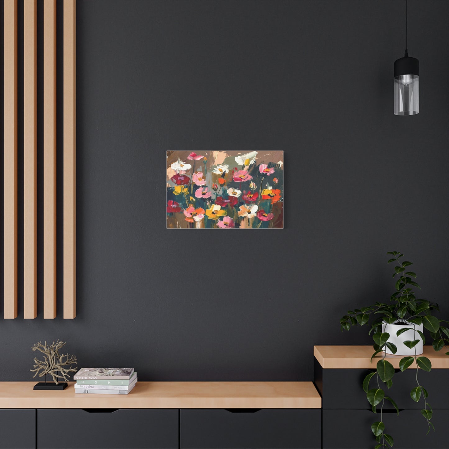 Abstract Floral Canvas Wall Art — Colorful Poppies Matte Stretched Print