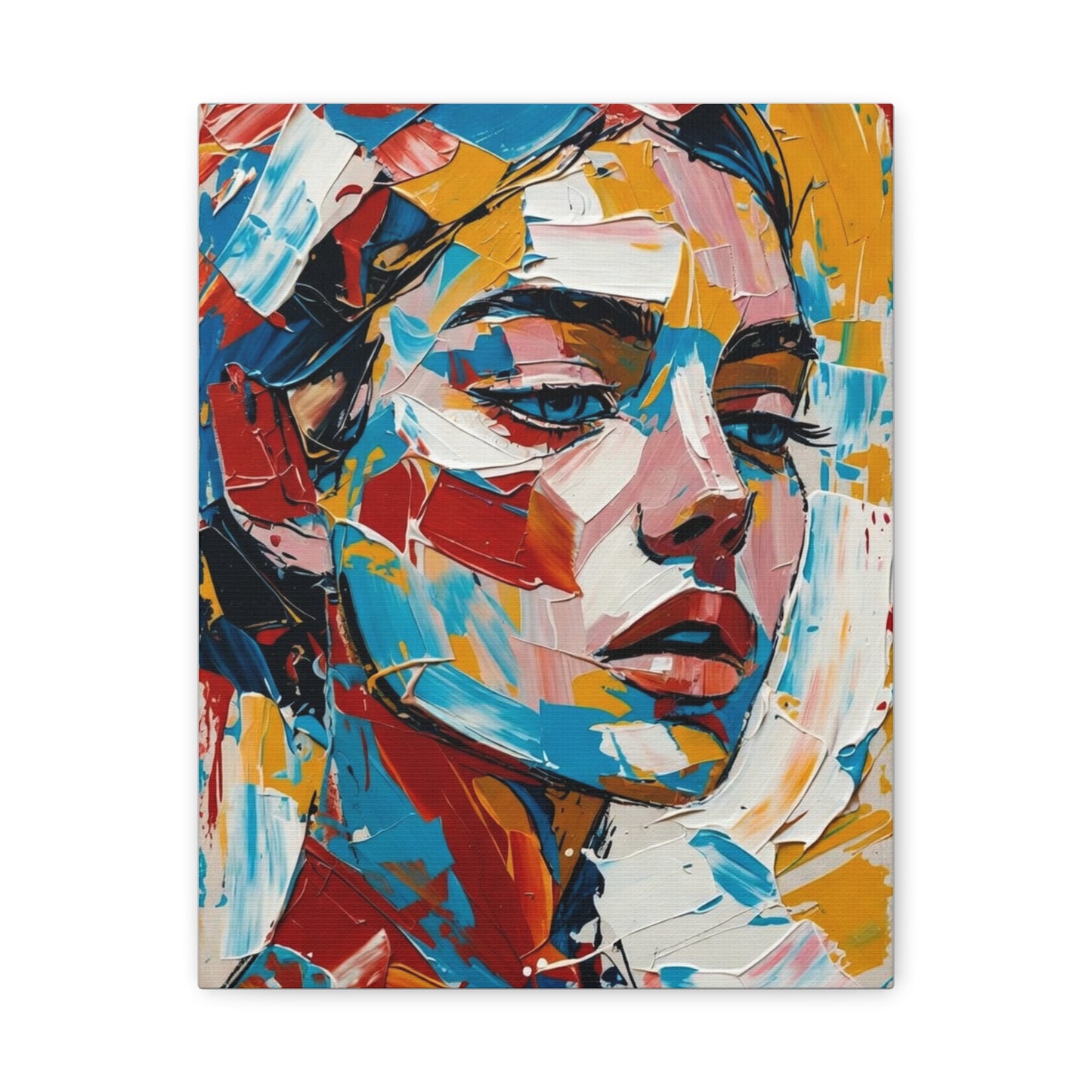 Abstract Colorful Portrait Matte Canvas Print — Modern Stretched Wall Art