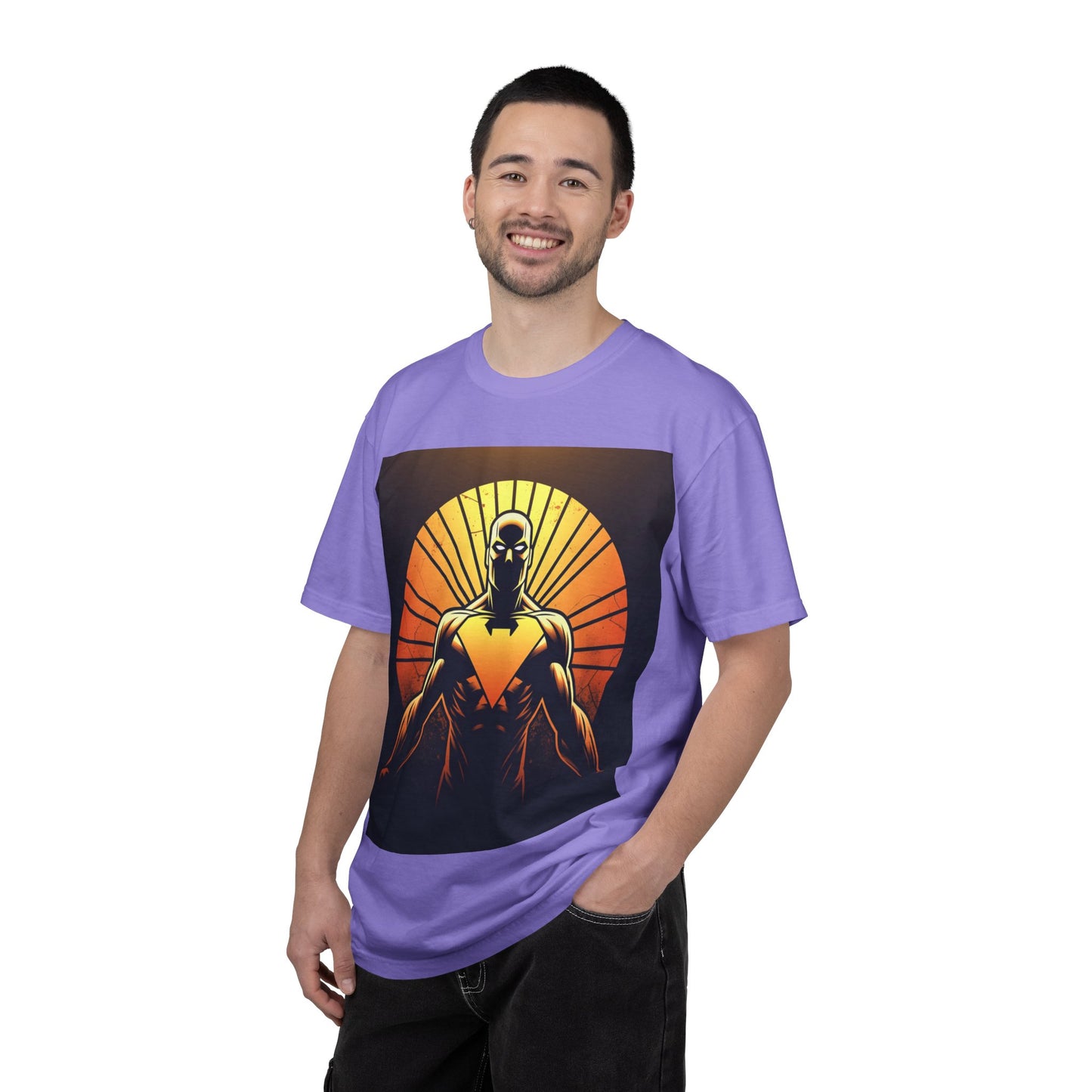 Superhero Sunrise T-Shirt — Bold Chest Emblem Graphic