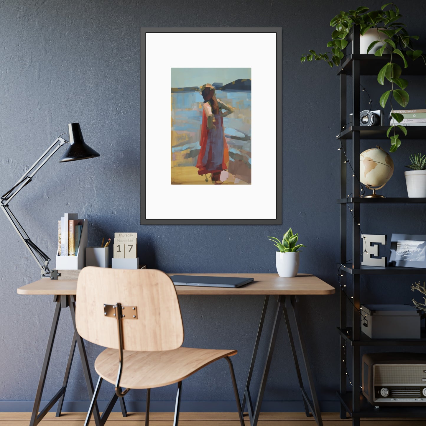 Framed Art Print — Woman at the Shore Impressionist Poster