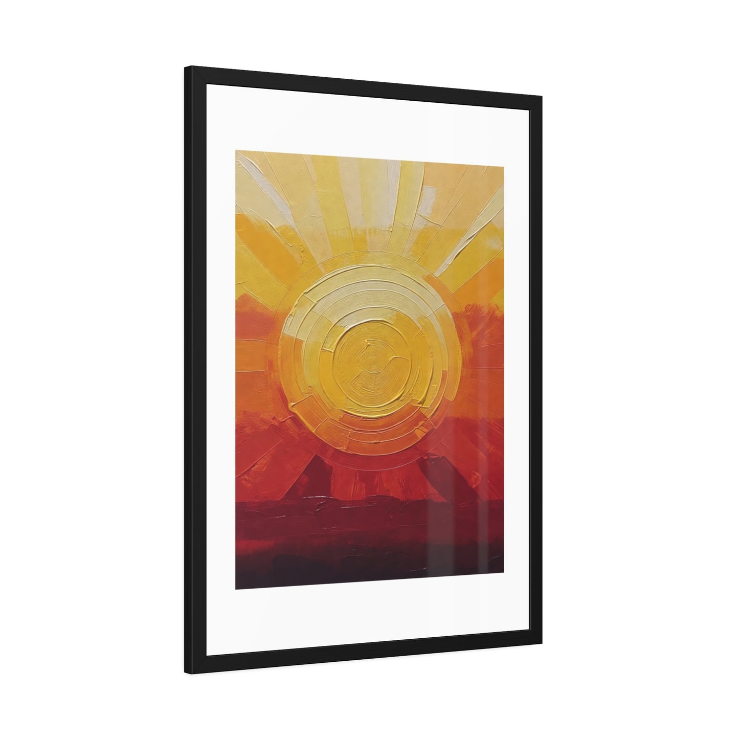 Sunburst Abstract Framed Art Print — Warm Sunrise Poster