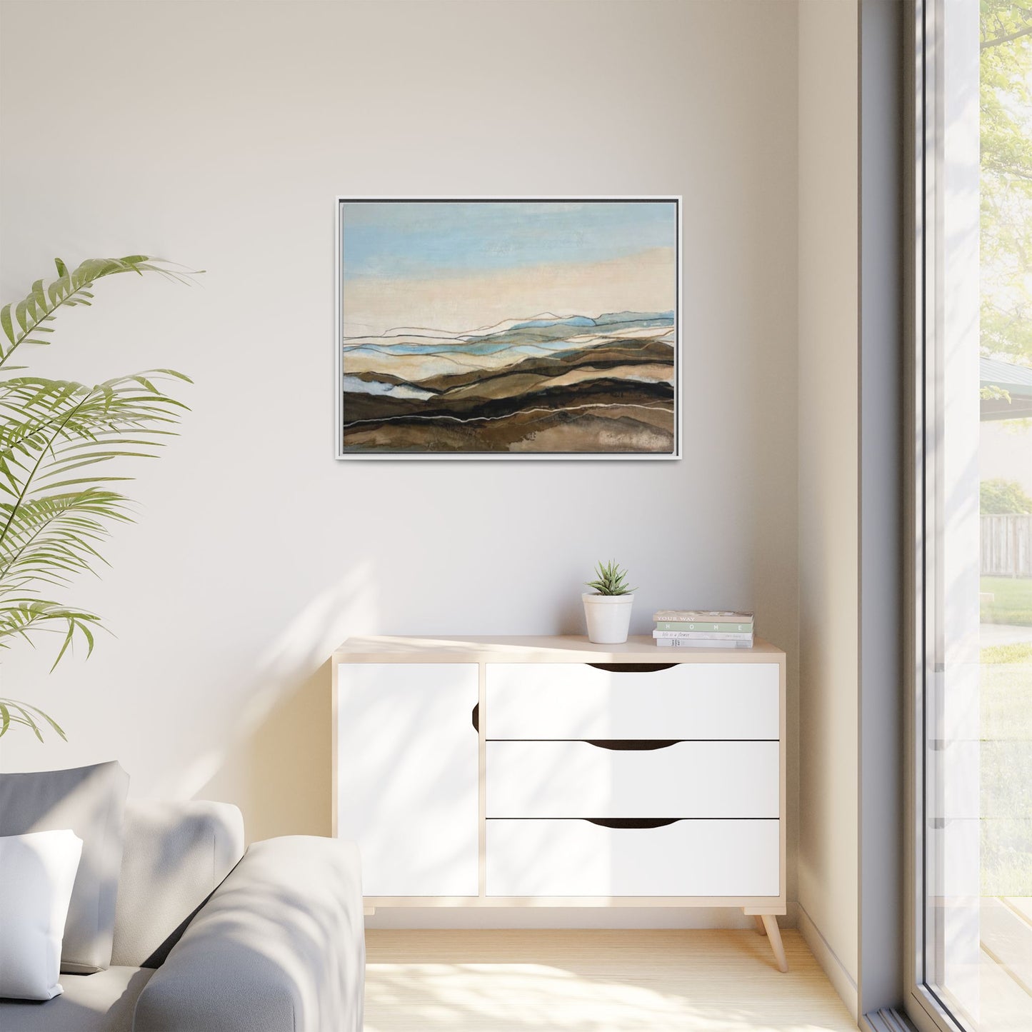Framed Matte Canvas Print — Abstract Coastal Landscape Wall Art