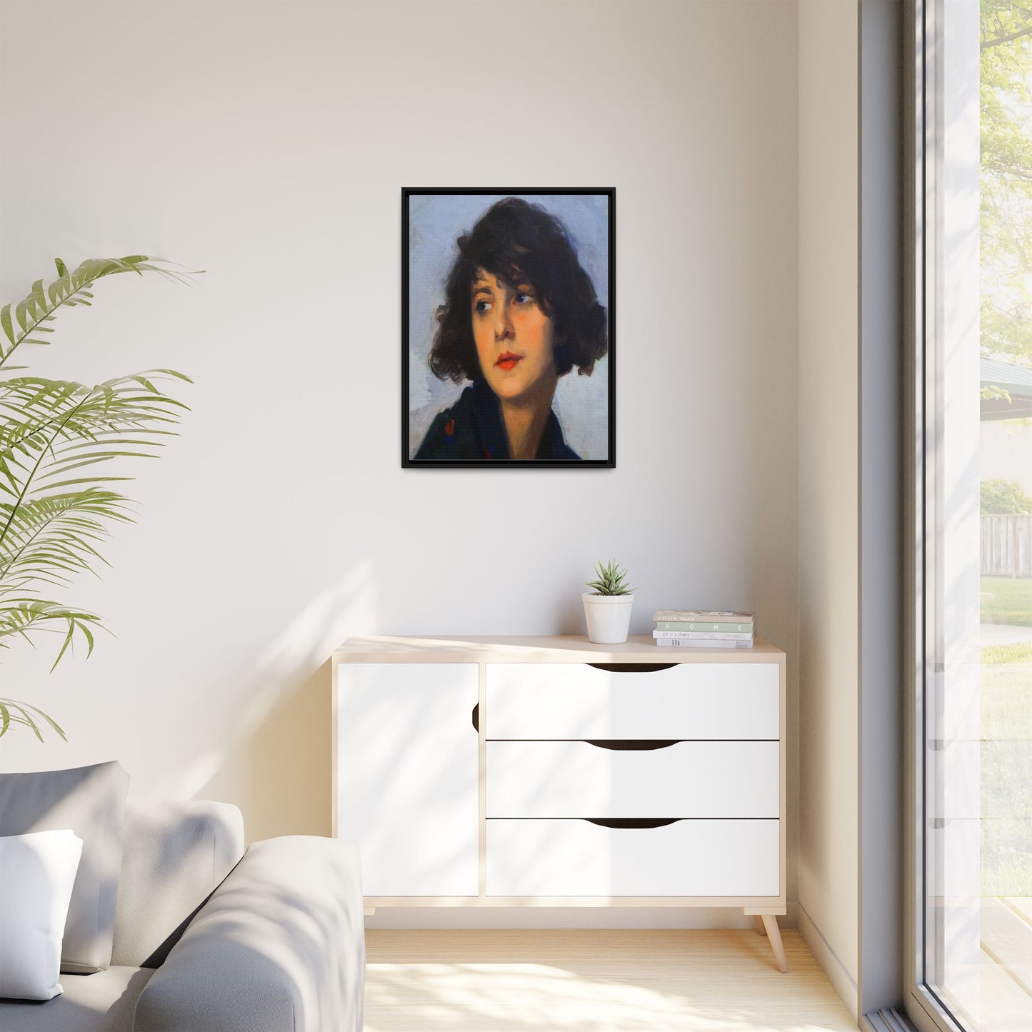 Mulher do chale verde (cropped) by Cyprien Eugene Boulet Framed Matte Canvas Print
