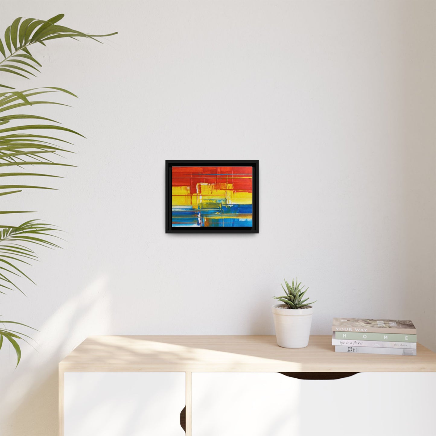 Abstract Multi-Color Framed Canvas Art — Modern Geometric Wall Decor