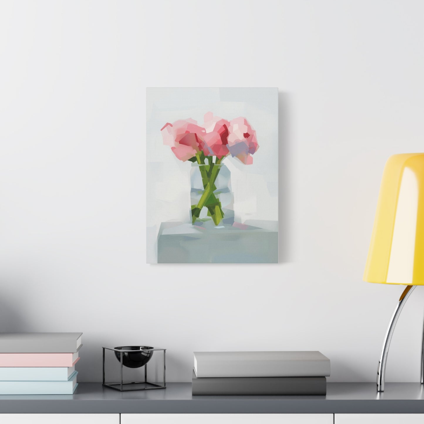 Pink Peonies Vase Canvas Art — Stretched Matte Wall Decor