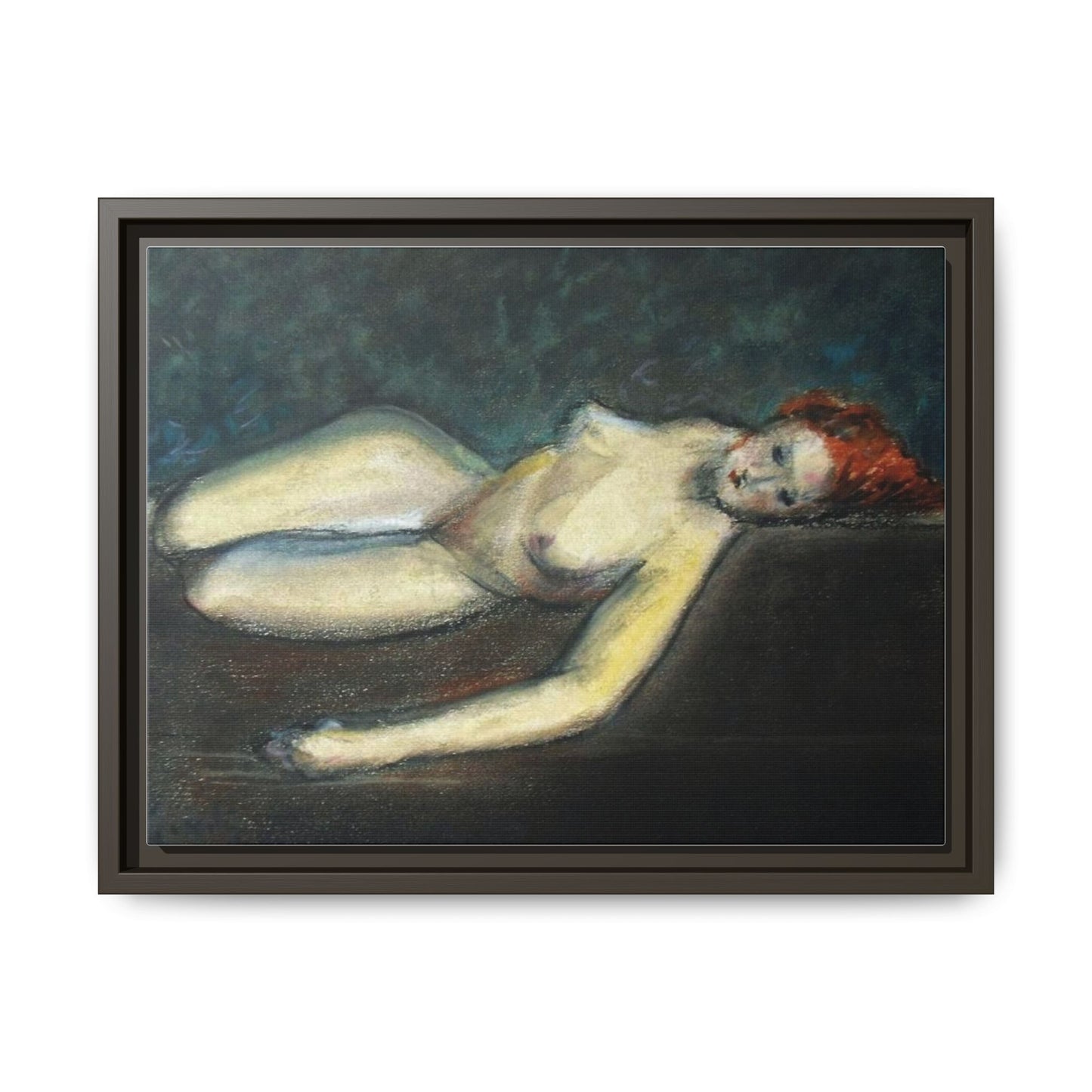 Lying nude by Paul Gosselin Framed Matte Canvas Wall Art Print