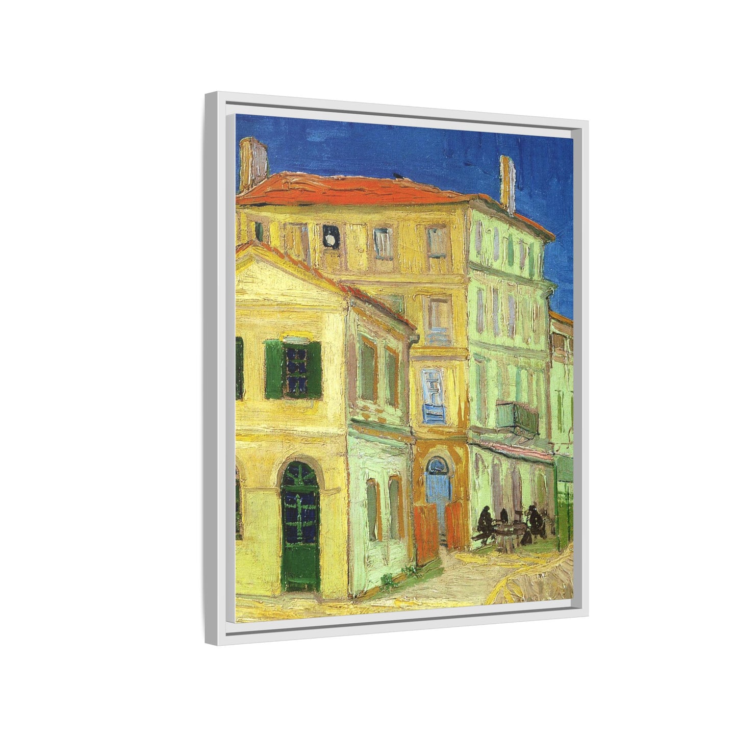 Mediterranean Street Scene Matte Canvas Framed Wall Art