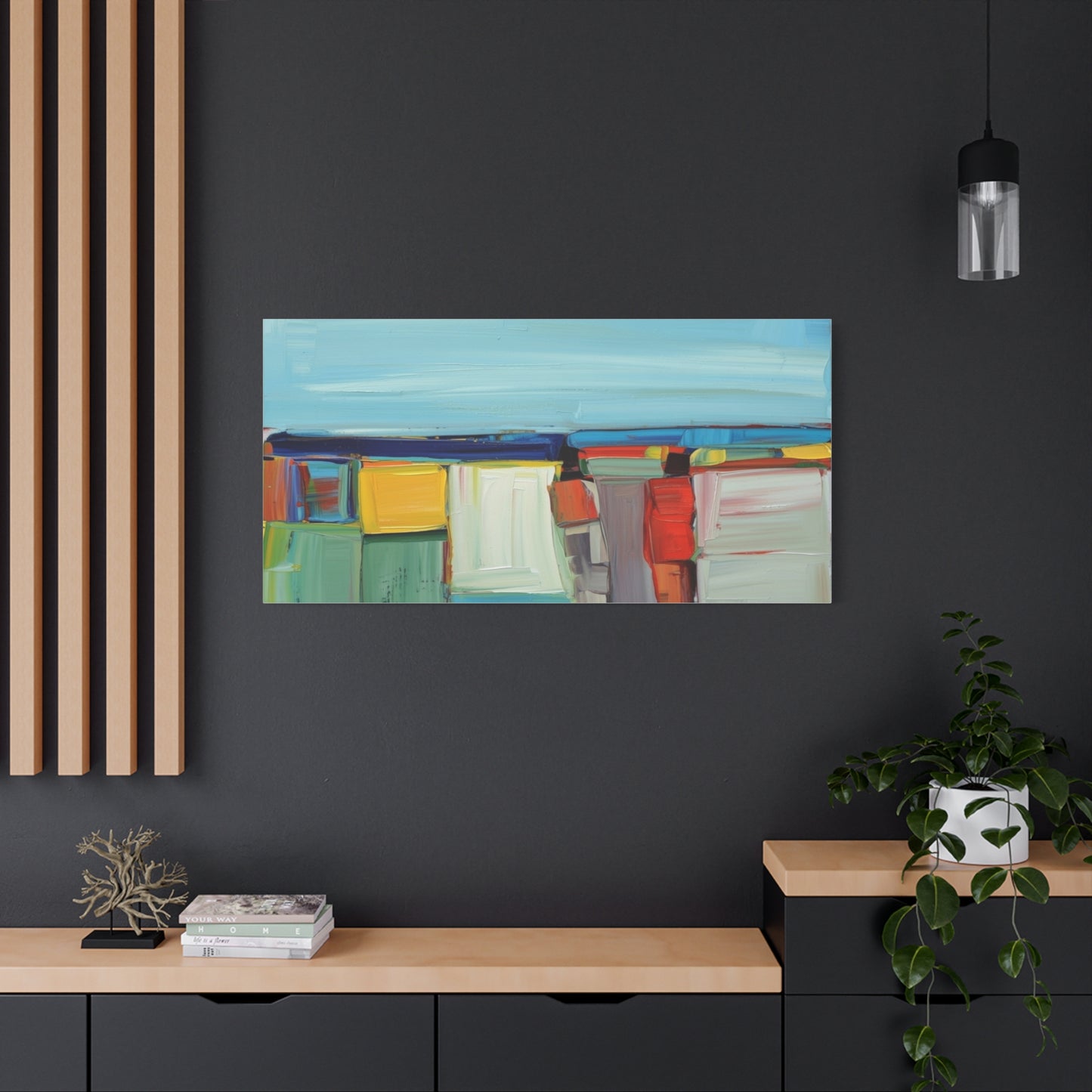 Abstract Coastal Landscape Canvas Print — Colorful Modern Seascape Wall Art